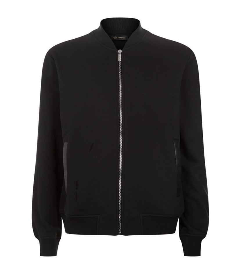 versace embroidered back zip jacket in black for lyst versace embroidered back zip jacket in black for lyst