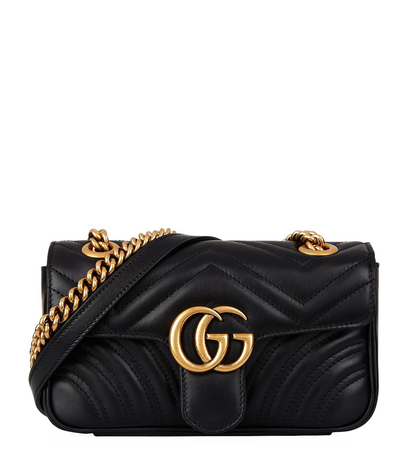 Lyst - Gucci Mini Marmont Chevron Shoulder Bag in Black