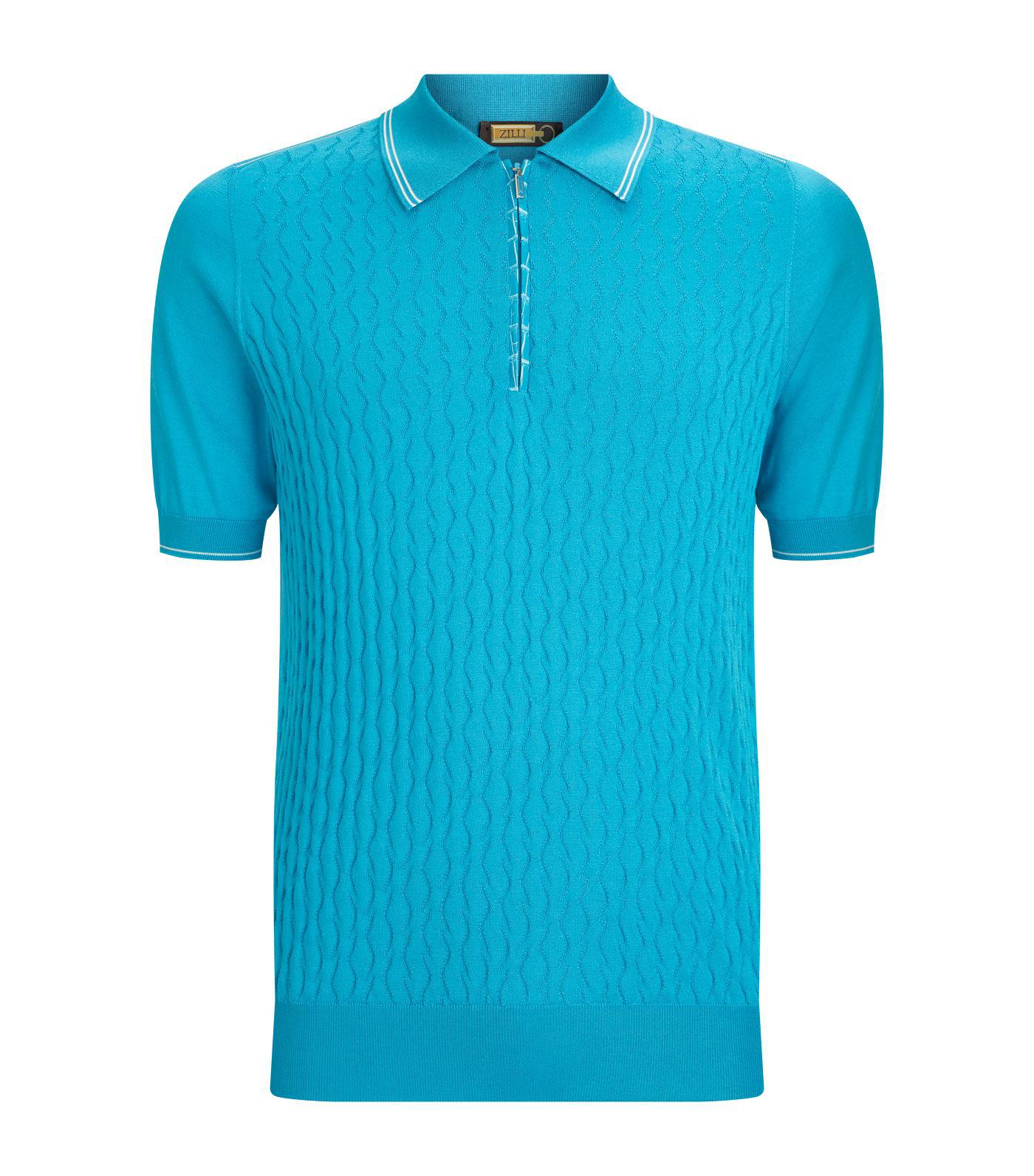 Zilli Silk Half-zip Polo Shirt in Blue for Men - Lyst