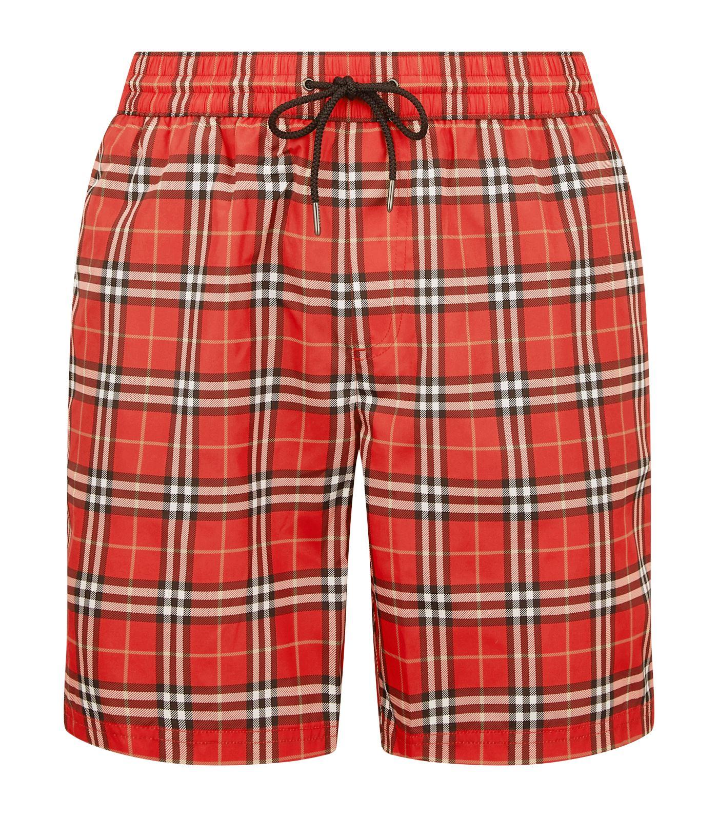 Burberry Check Drawcord Swim Shorts in Red for Men - Save 29% - Lyst