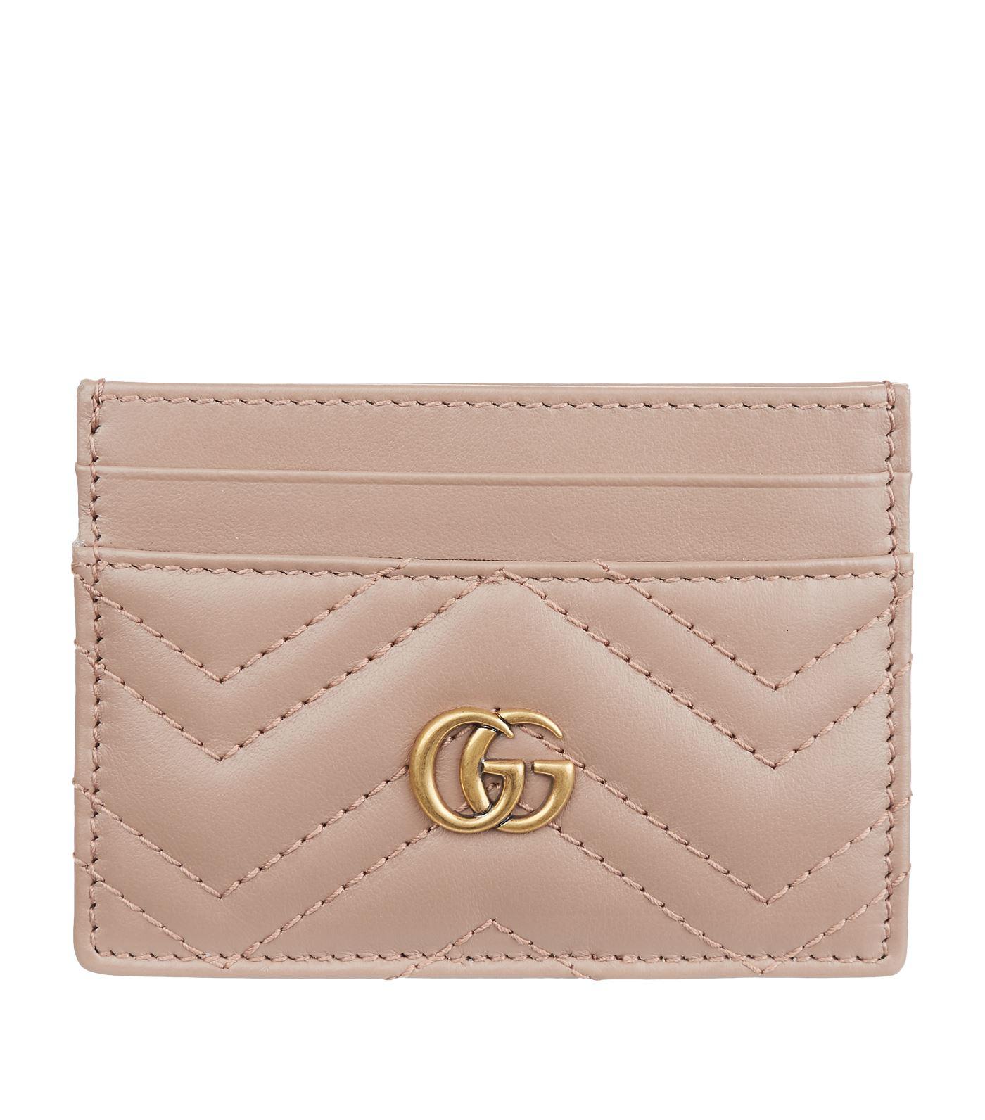 Gucci Leather Marmont Card Holder in Pink - Lyst