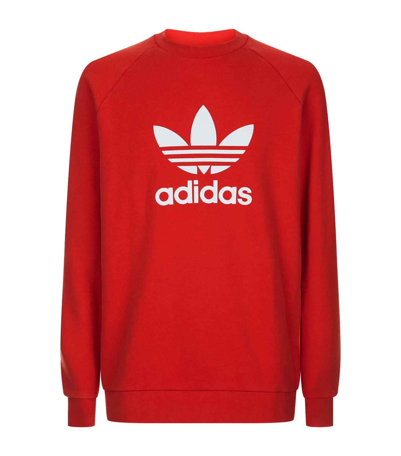 Lyst - Adidas Originals Trefoil Crew Neck Sweatshirt in Red for Men