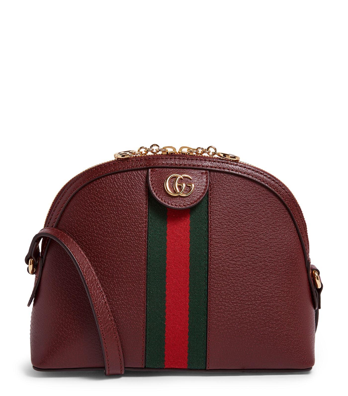 Gucci Small Leather Ophidia Shoulder Bag in Brown - Lyst