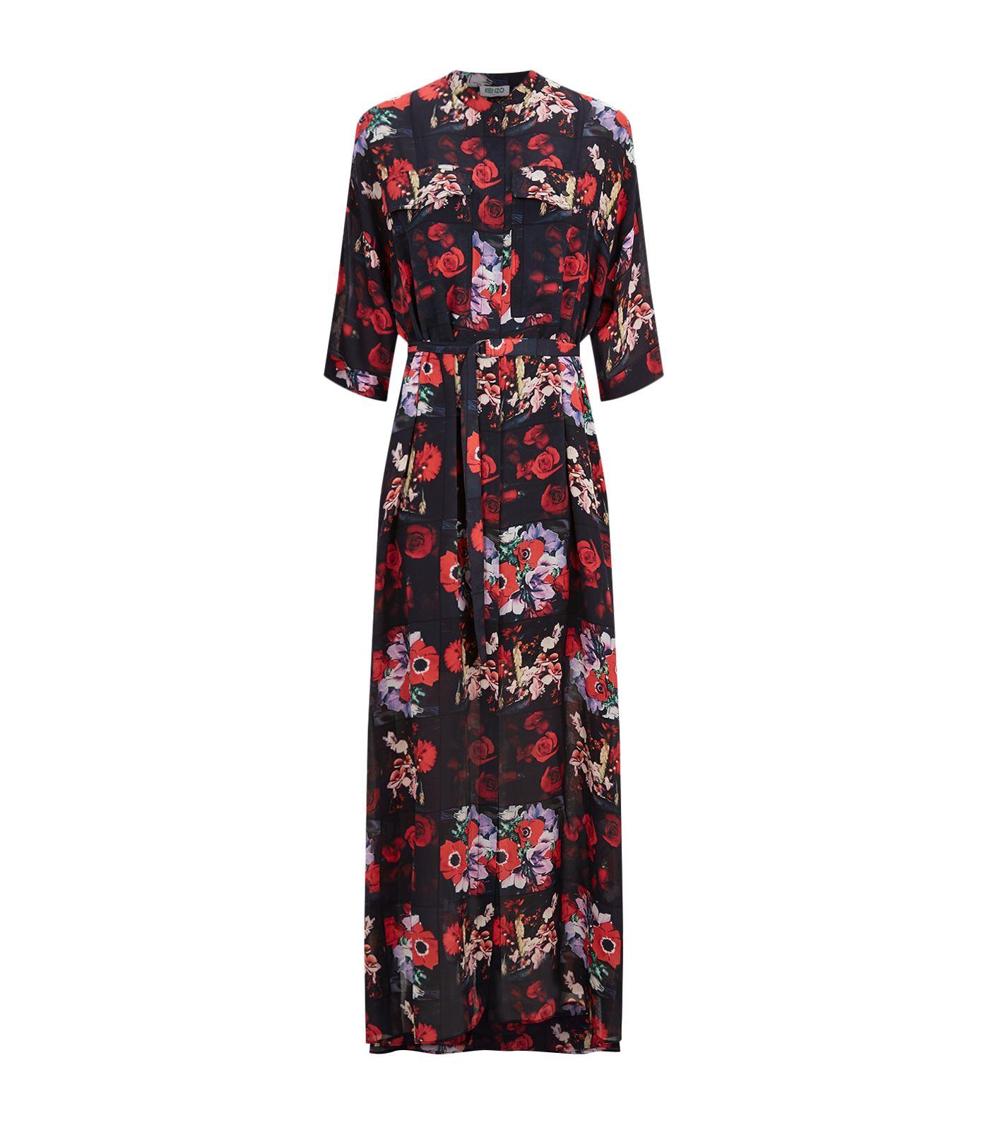 lyst kenzo flower print maxi dress in lyst kenzo flower print maxi dress in