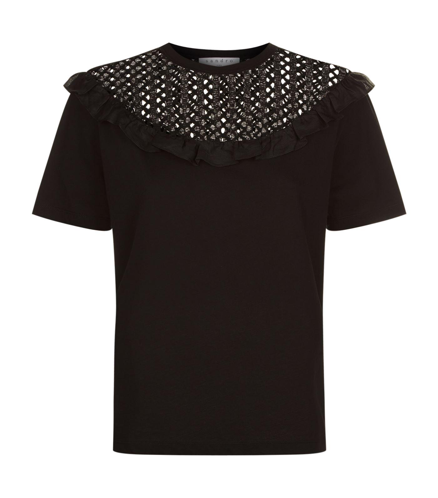 Lyst - Sandro Crochet Top in Black