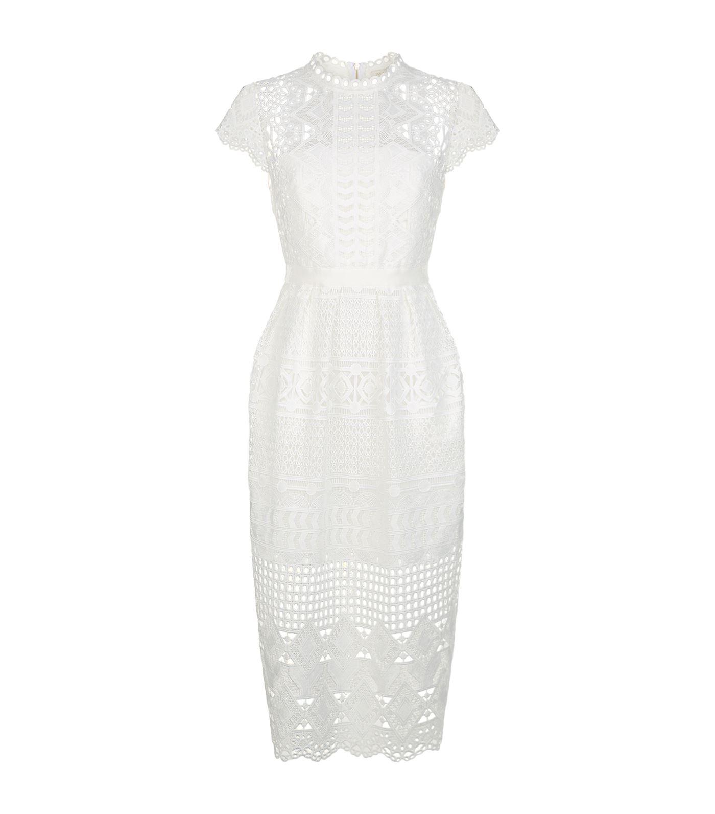 Ted baker Emelia Lace Midi Dress in White | Lyst