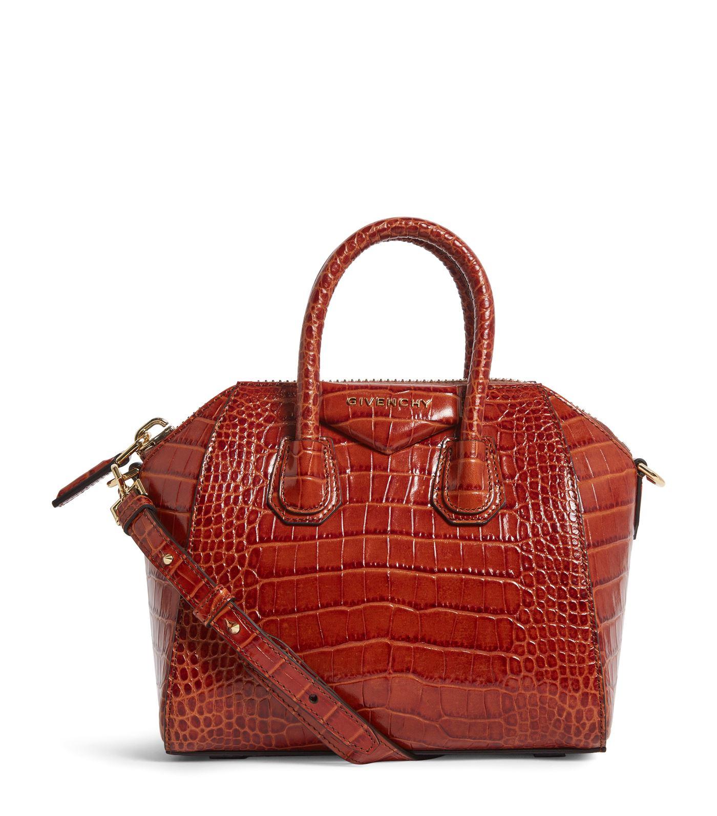 Givenchy Mini Croc-embossed Antigona Tote Bag in Brown - Lyst