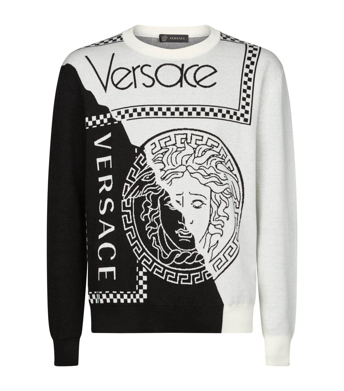 Versace Graphic Medusa Sweater in Black for Men - Lyst