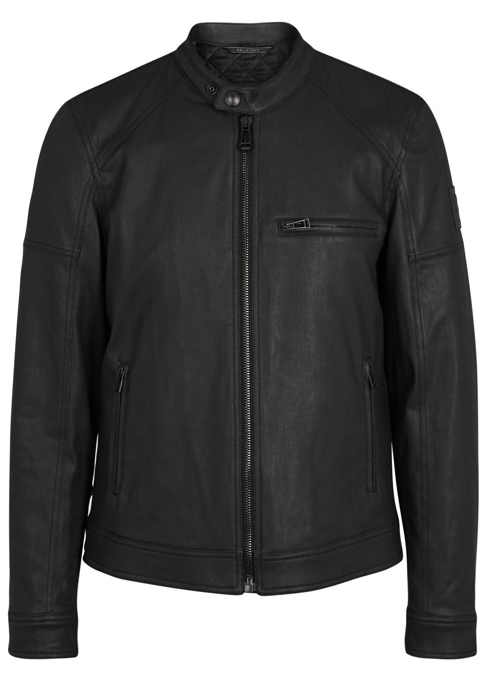 Belstaff Beckford Coated Cotton Biker Jacket Size 38 in Black for Men