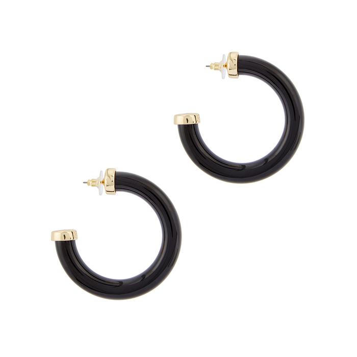 Lyst Kenneth Jay Lane Large Black Hoop Earrings In Kenneth Jay Lane Women S Large Black Hoop Earrings
