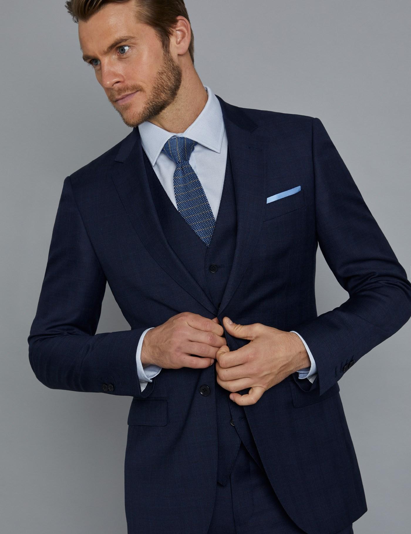 Lyst - Hawes & Curtis Navy And Red Prince Of Wales Plaid Slim Fit Suit ...