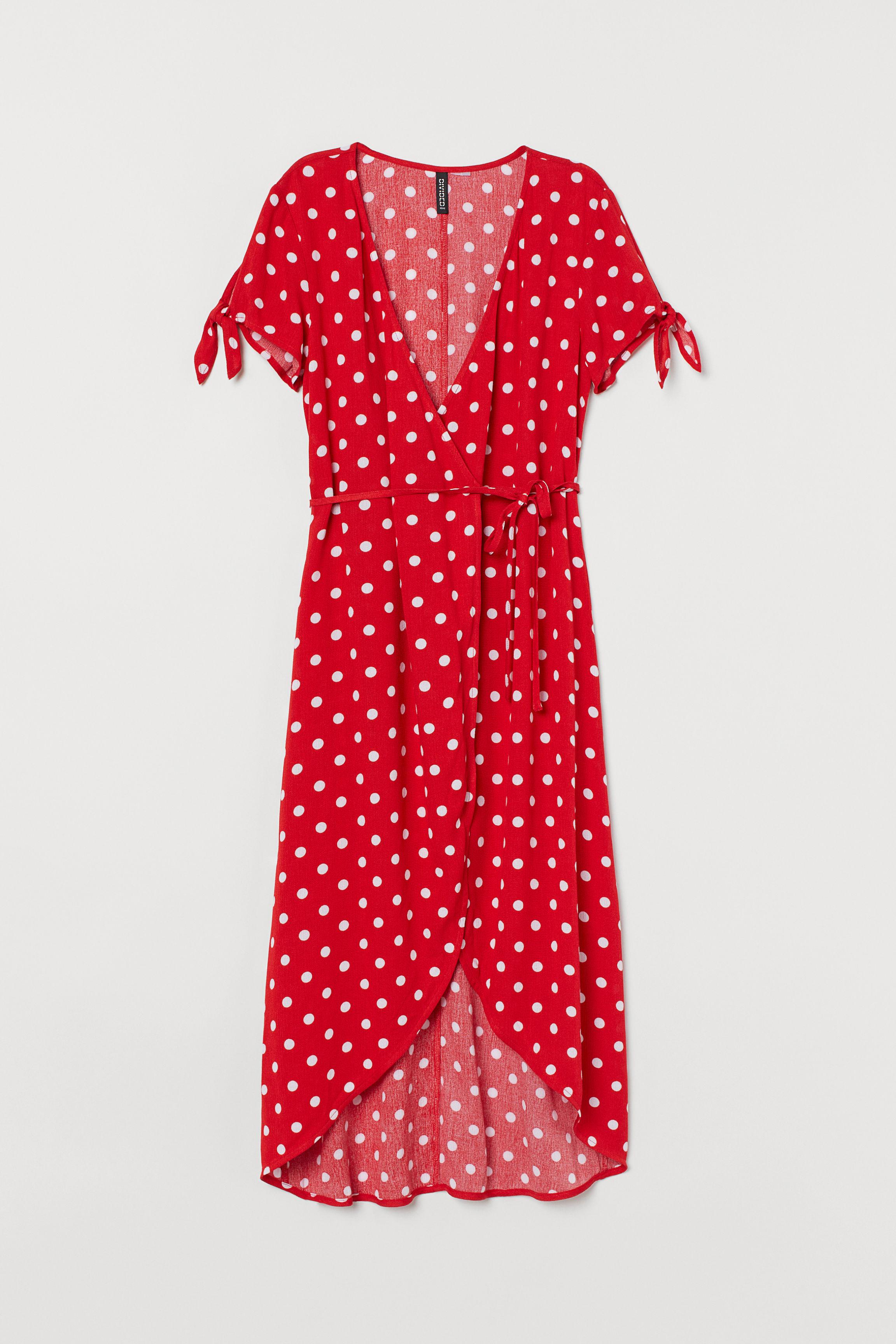 H&M Patterned Wrap-front Dress in Red - Save 52% - Lyst