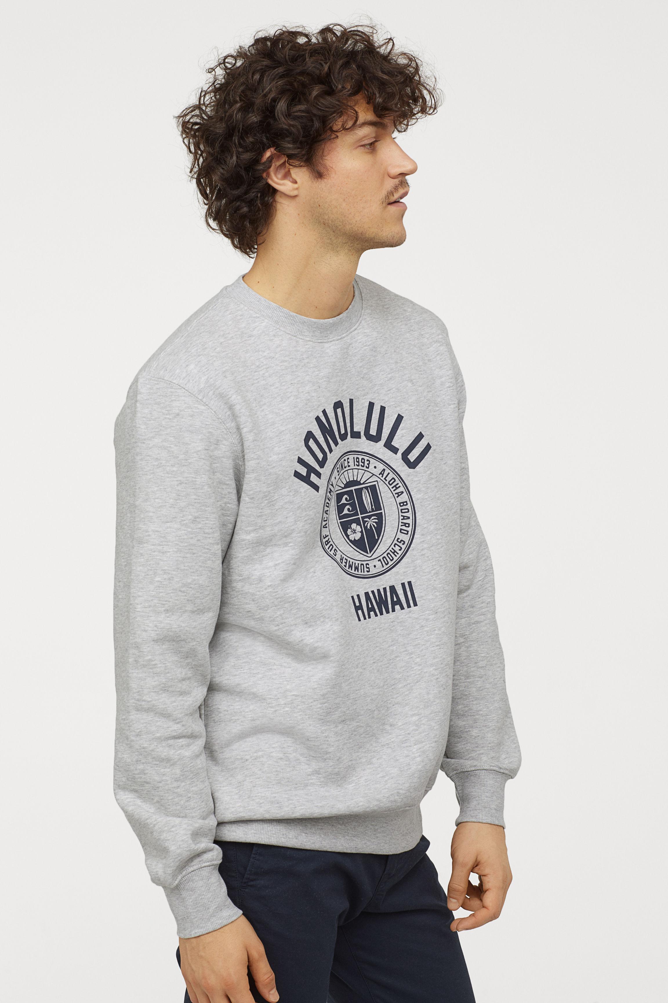 Lyst H  M  Printed Sweatshirt  in Gray for Men