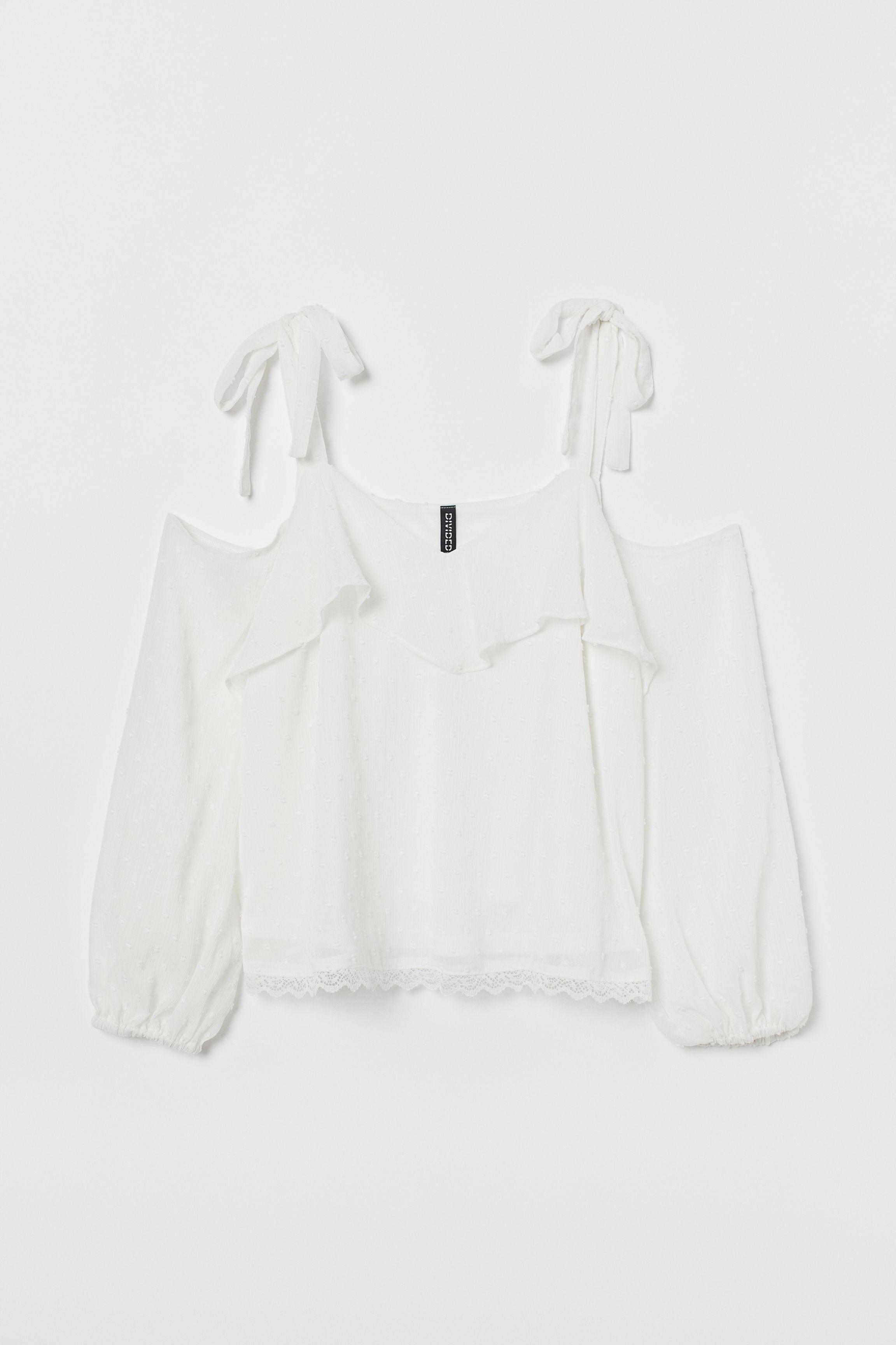 H&M Cold Shoulder Blouse in White Lyst
