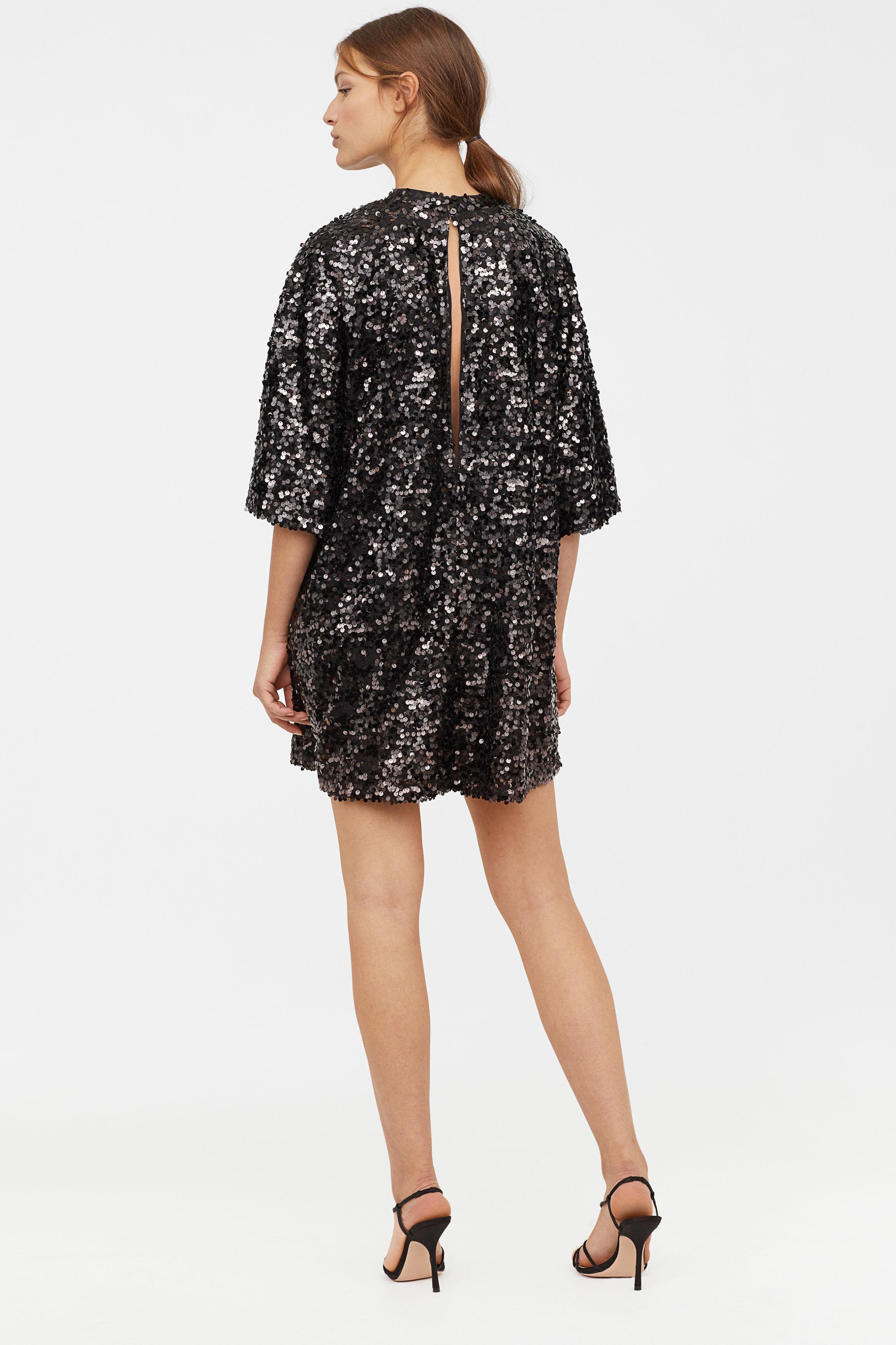 H&M Sequined Dress in Black Lyst