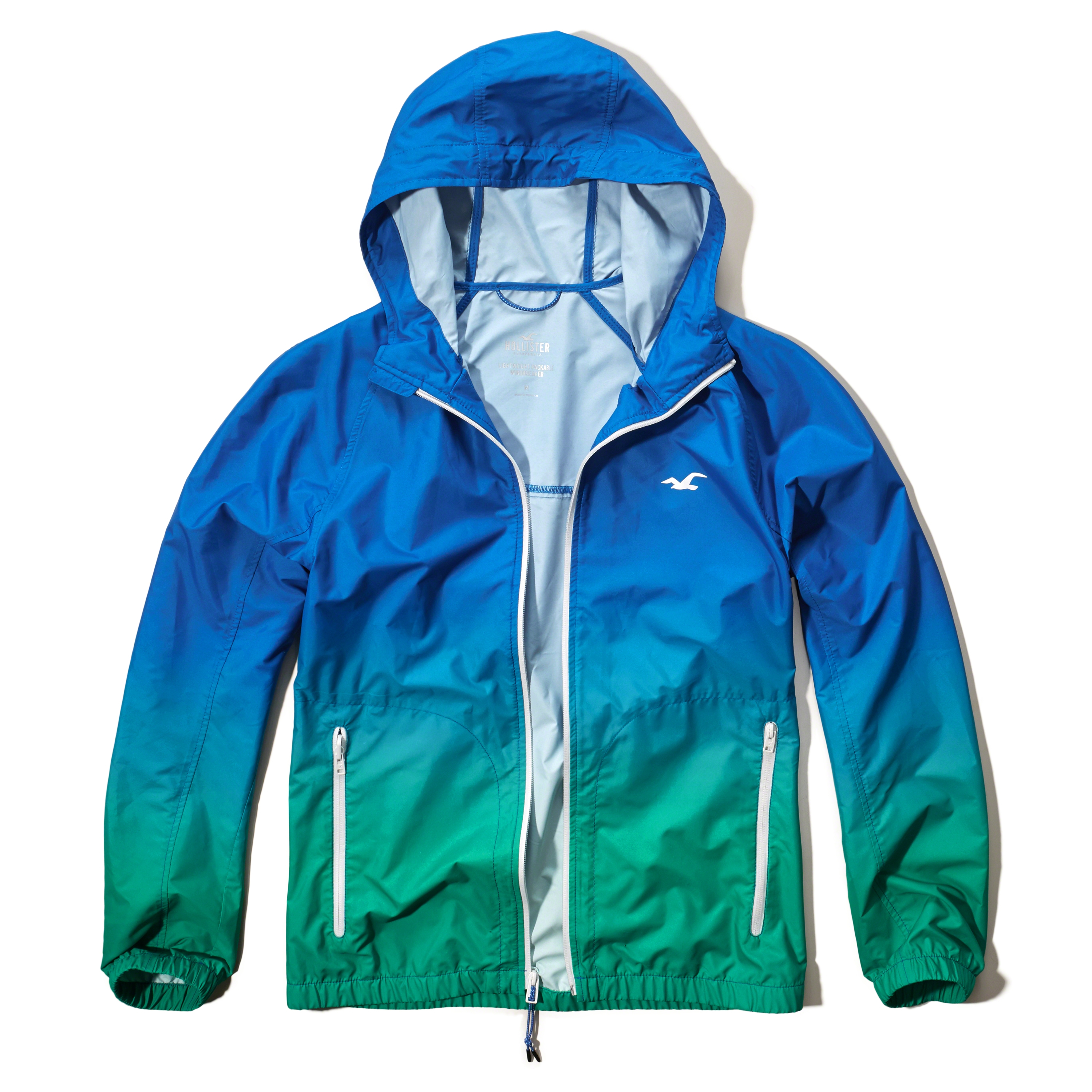 hollister windbreaker blue and white