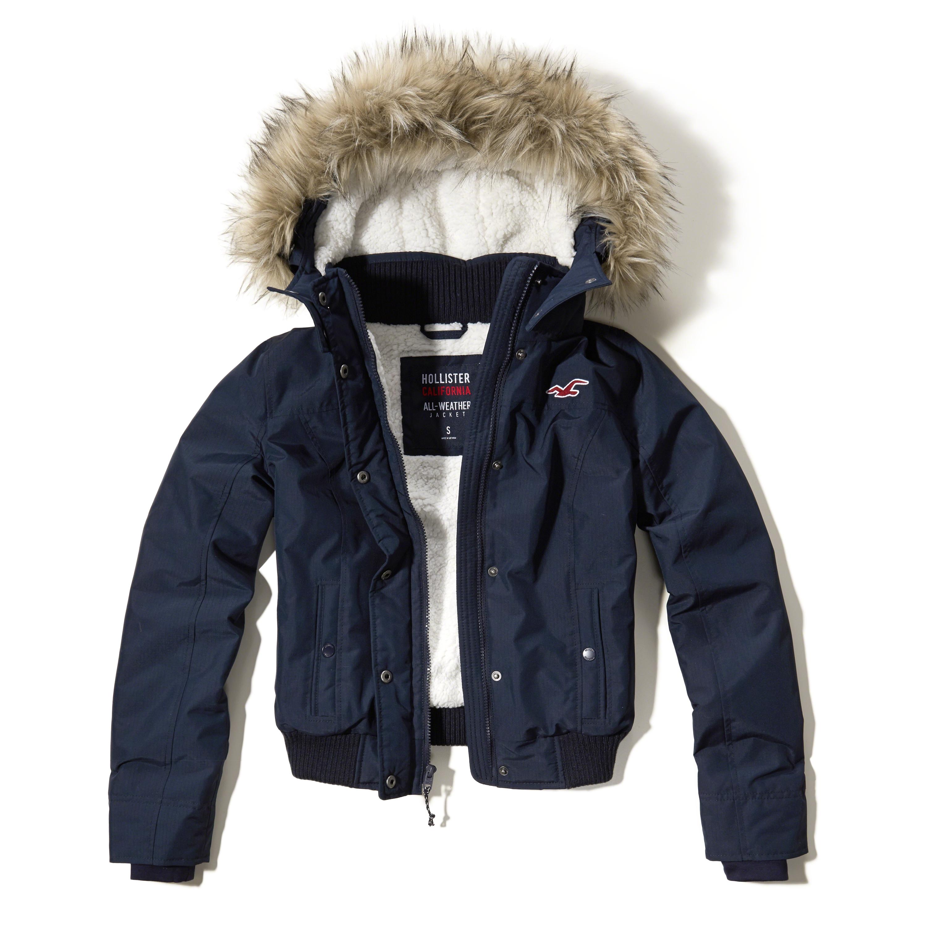 Hollister All-weather Sherpa Lined Bomber Jacket in Blue | Lyst