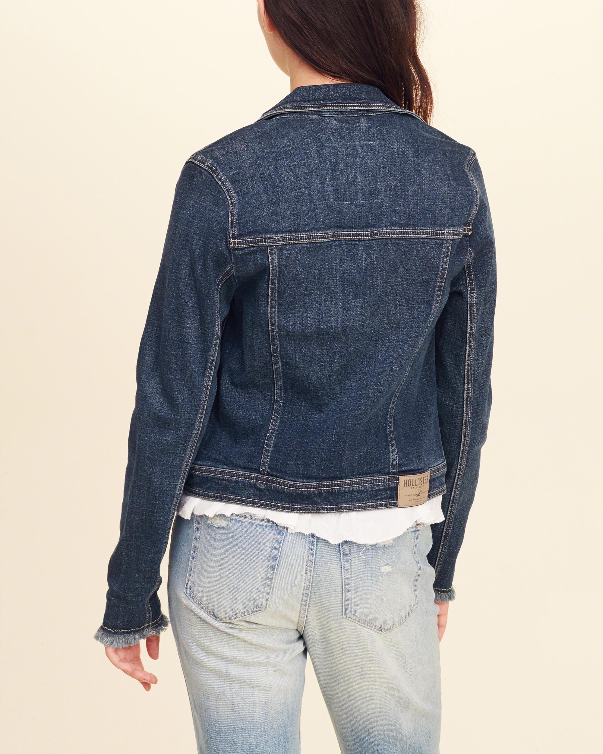 Lyst Hollister Dark Wash Denim Jacket in Blue