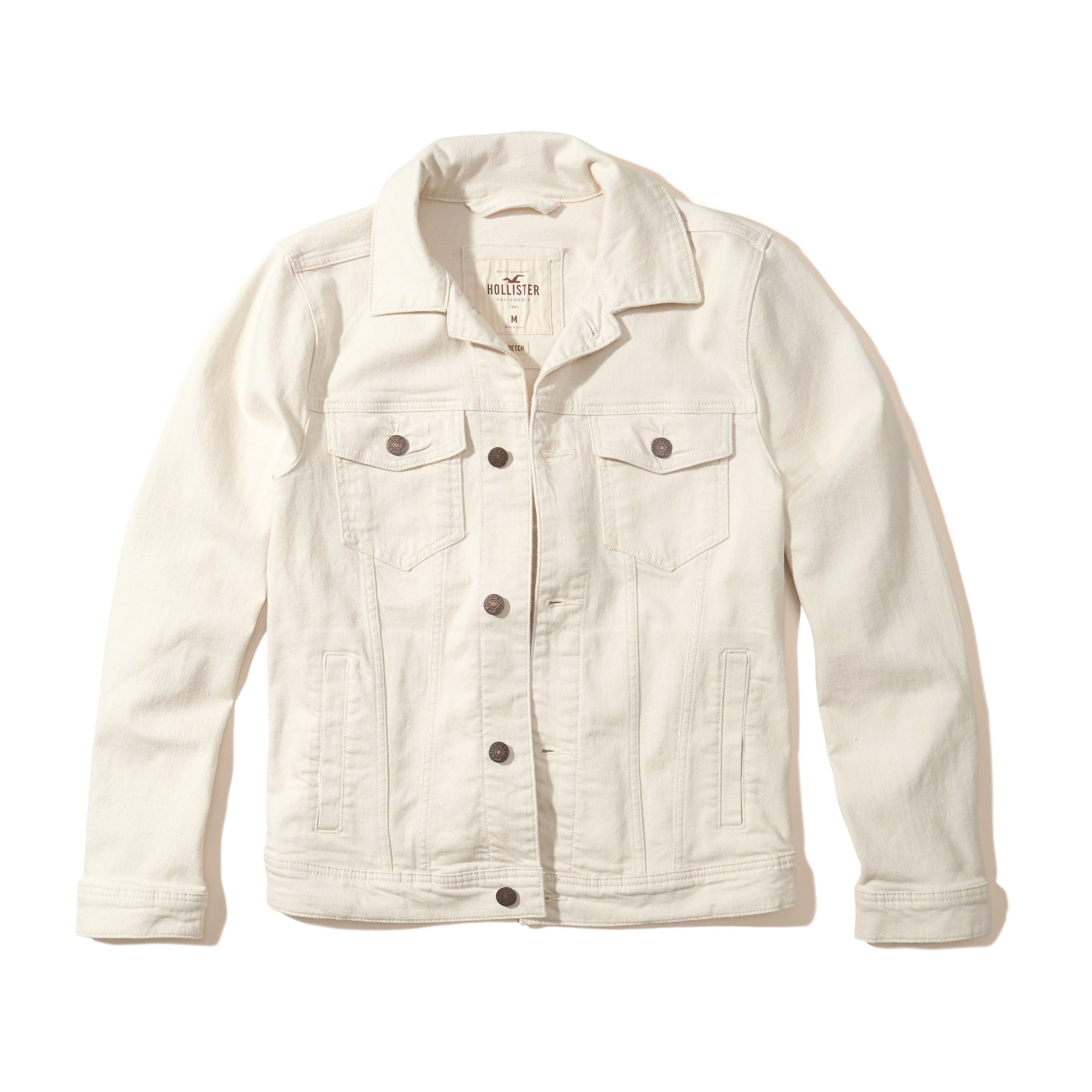 Lyst - Hollister Stretch Denim Jacket in White for Men