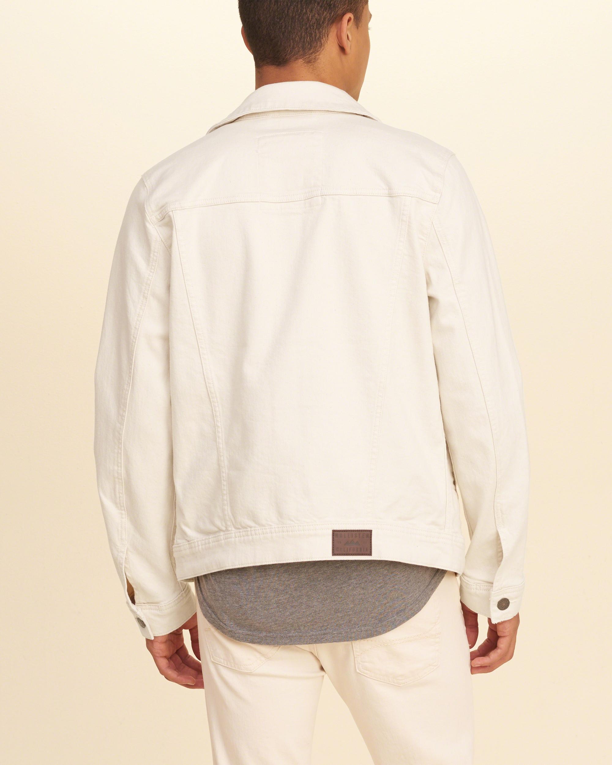 Lyst - Hollister Stretch Denim Jacket in White for Men