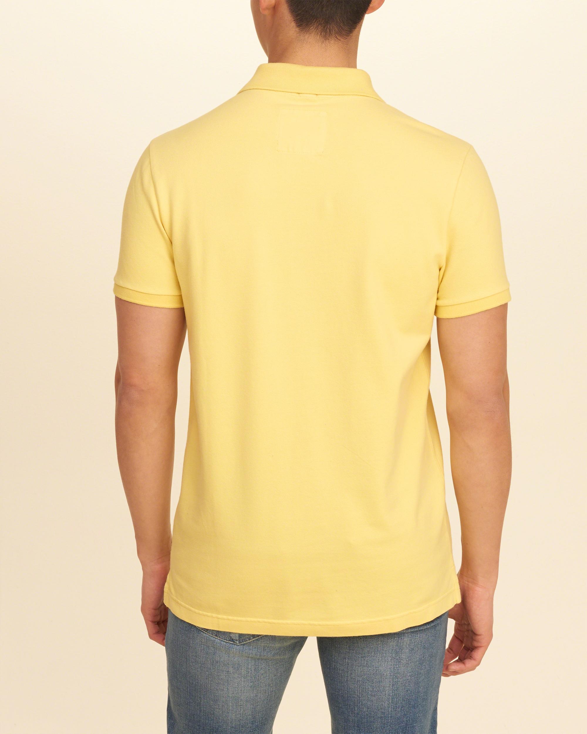 Lyst - Hollister Stretch Pique Icon Polo in Yellow for Men