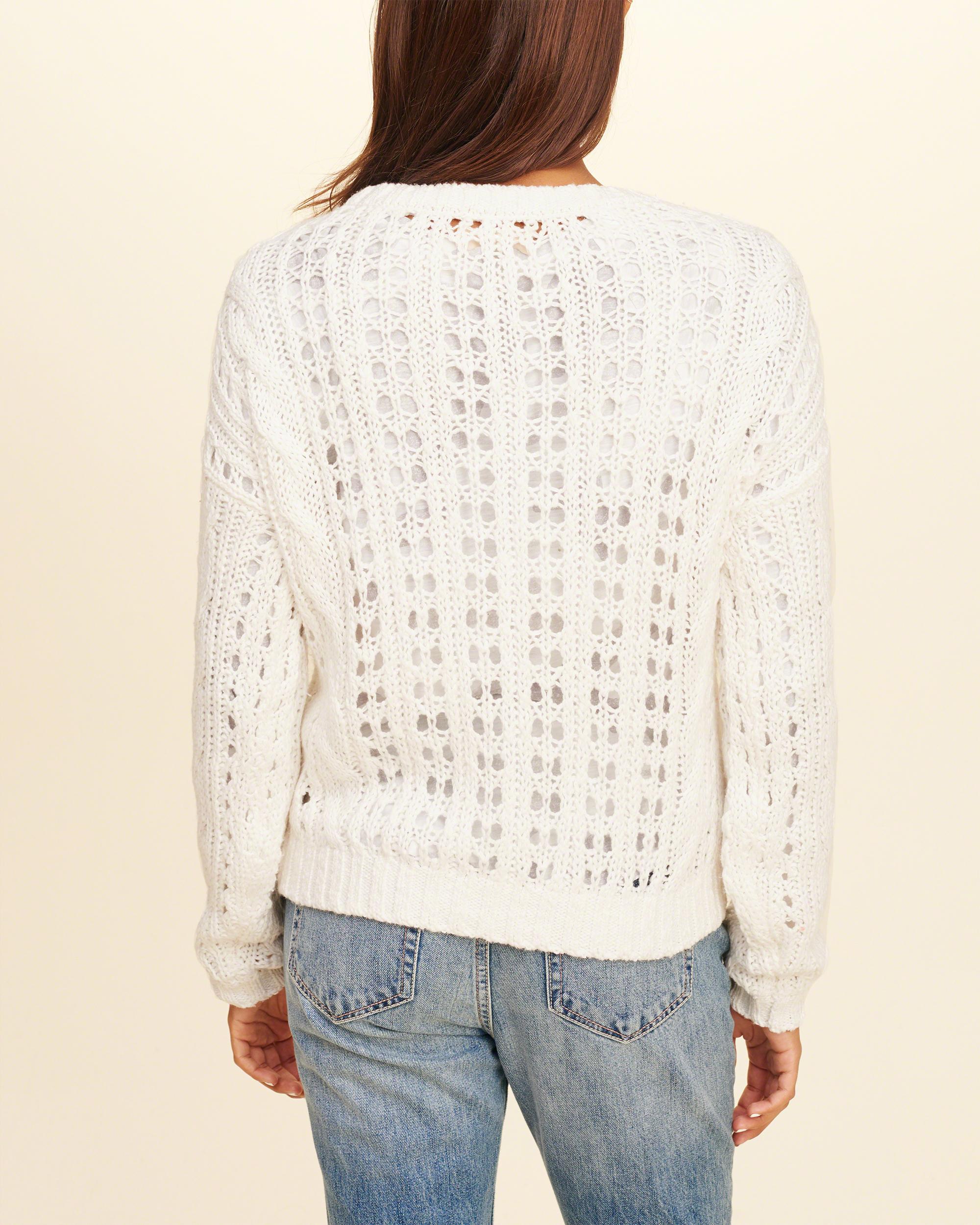 Lyst - Hollister Open Stitch Cable Sweater in White