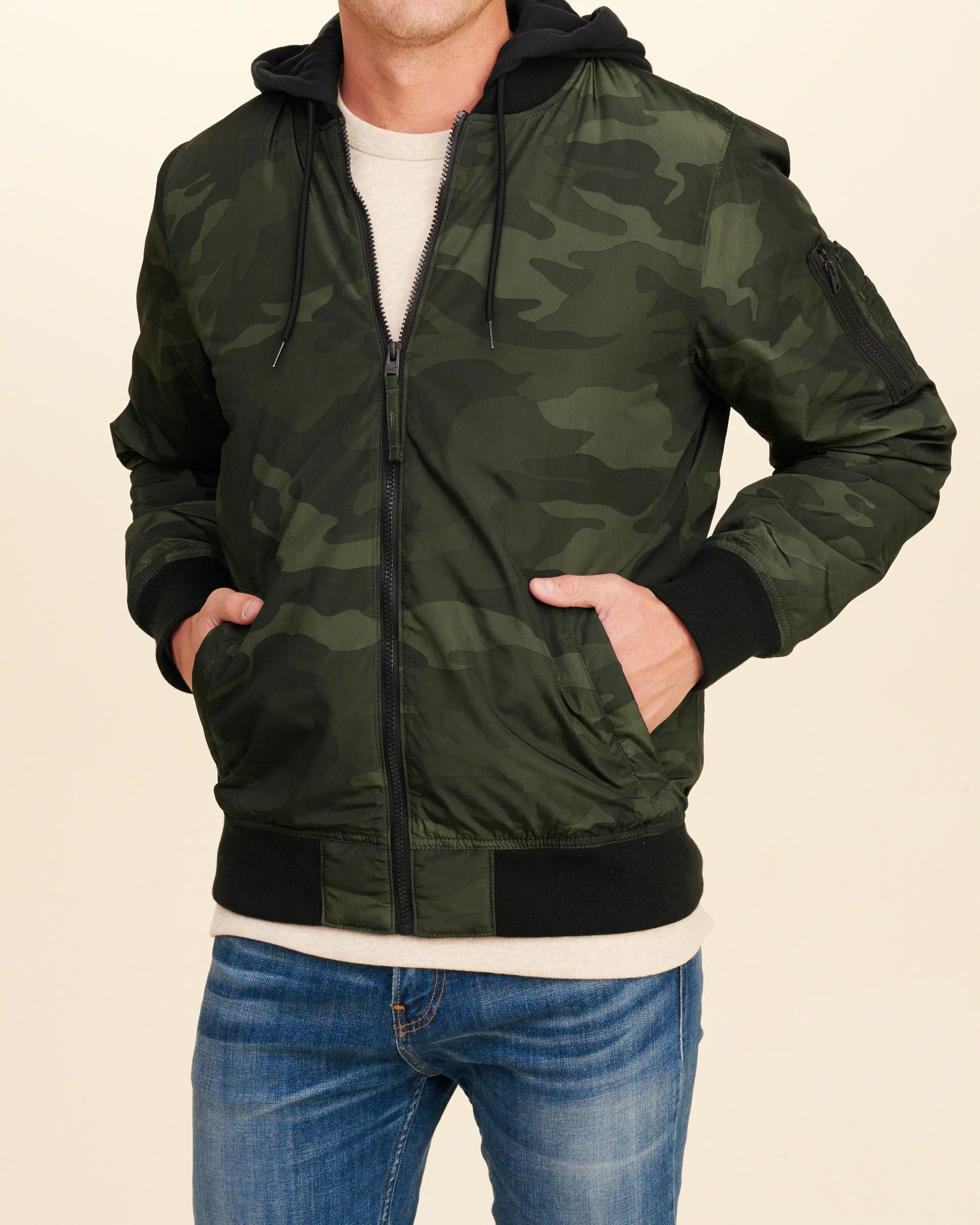 Lyst - Hollister Camo Hooded Bomber Jacket in Green for Men