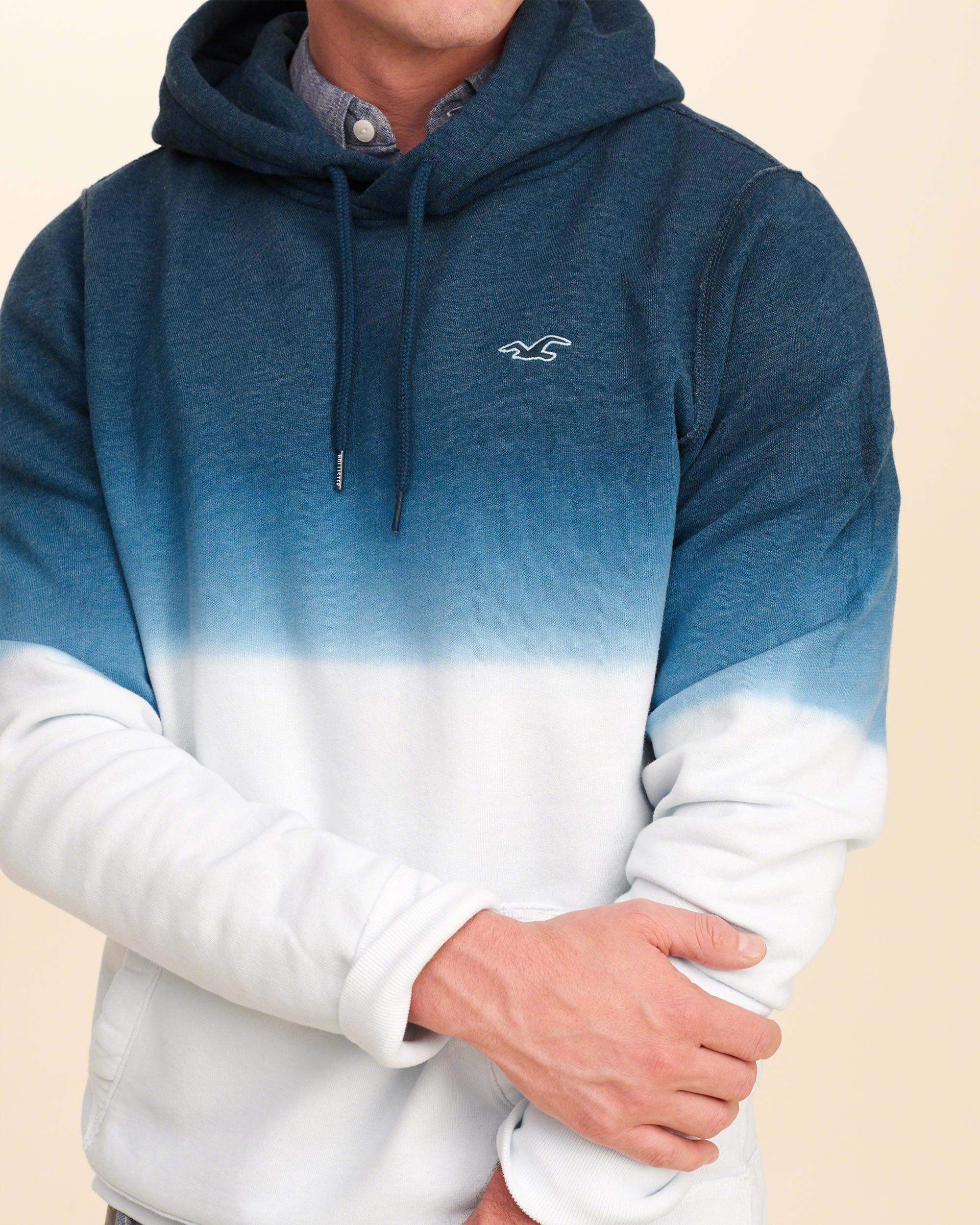 Lyst Hollister Dip dye Icon Hoodie In Blue For Men