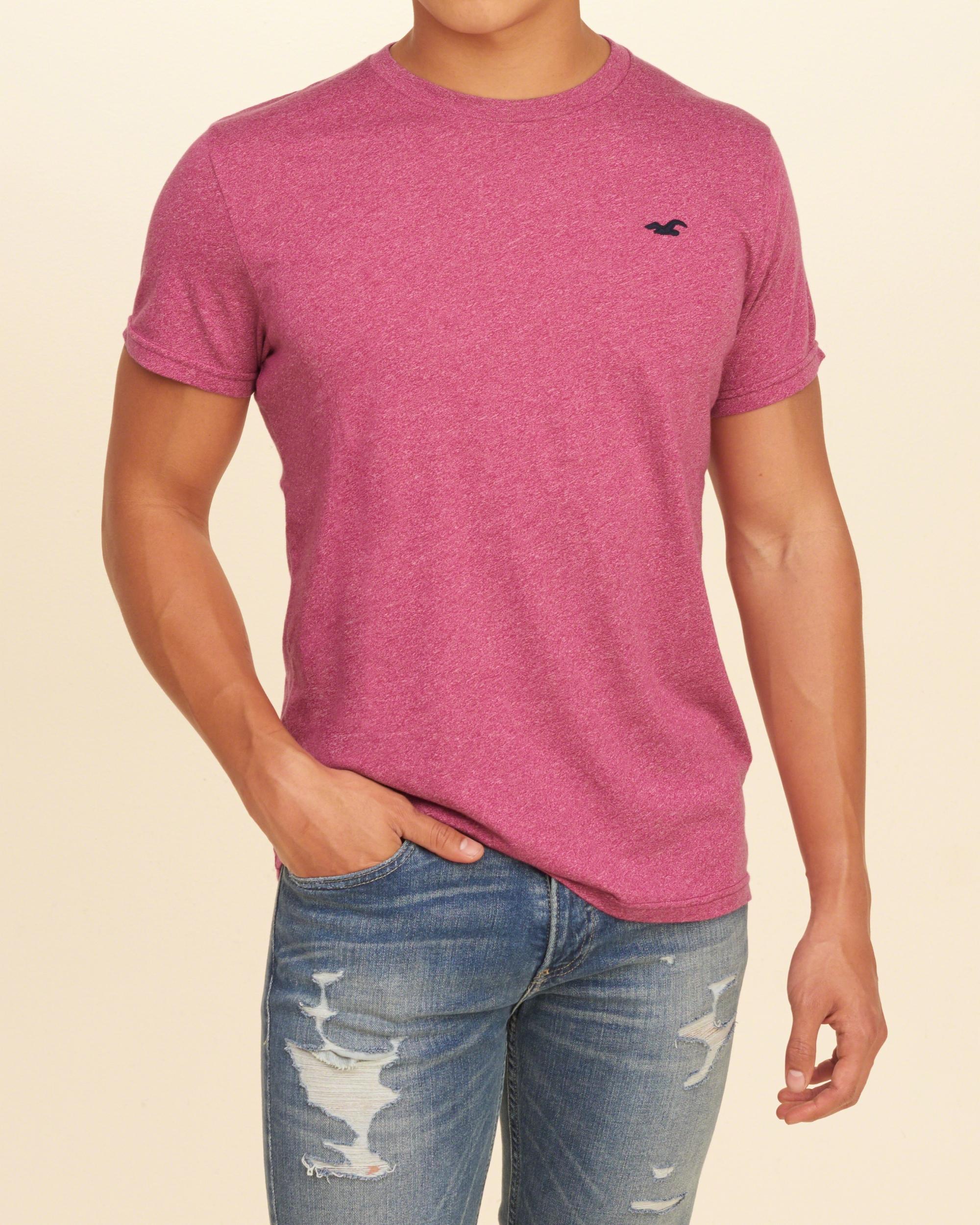 Lyst - Hollister Must-have Crew T-shirt in Pink for Men