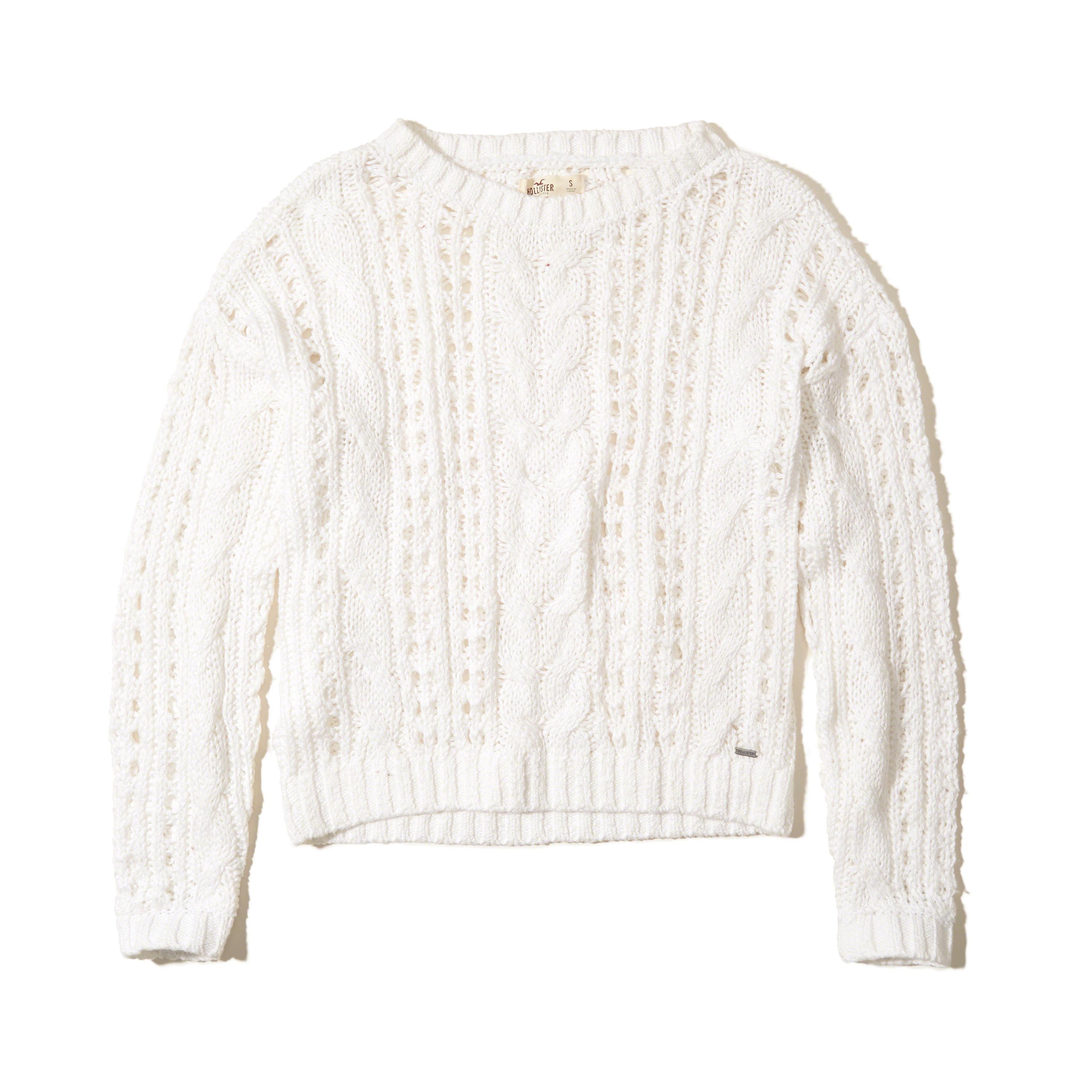 Lyst - Hollister Open Stitch Cable Sweater in White