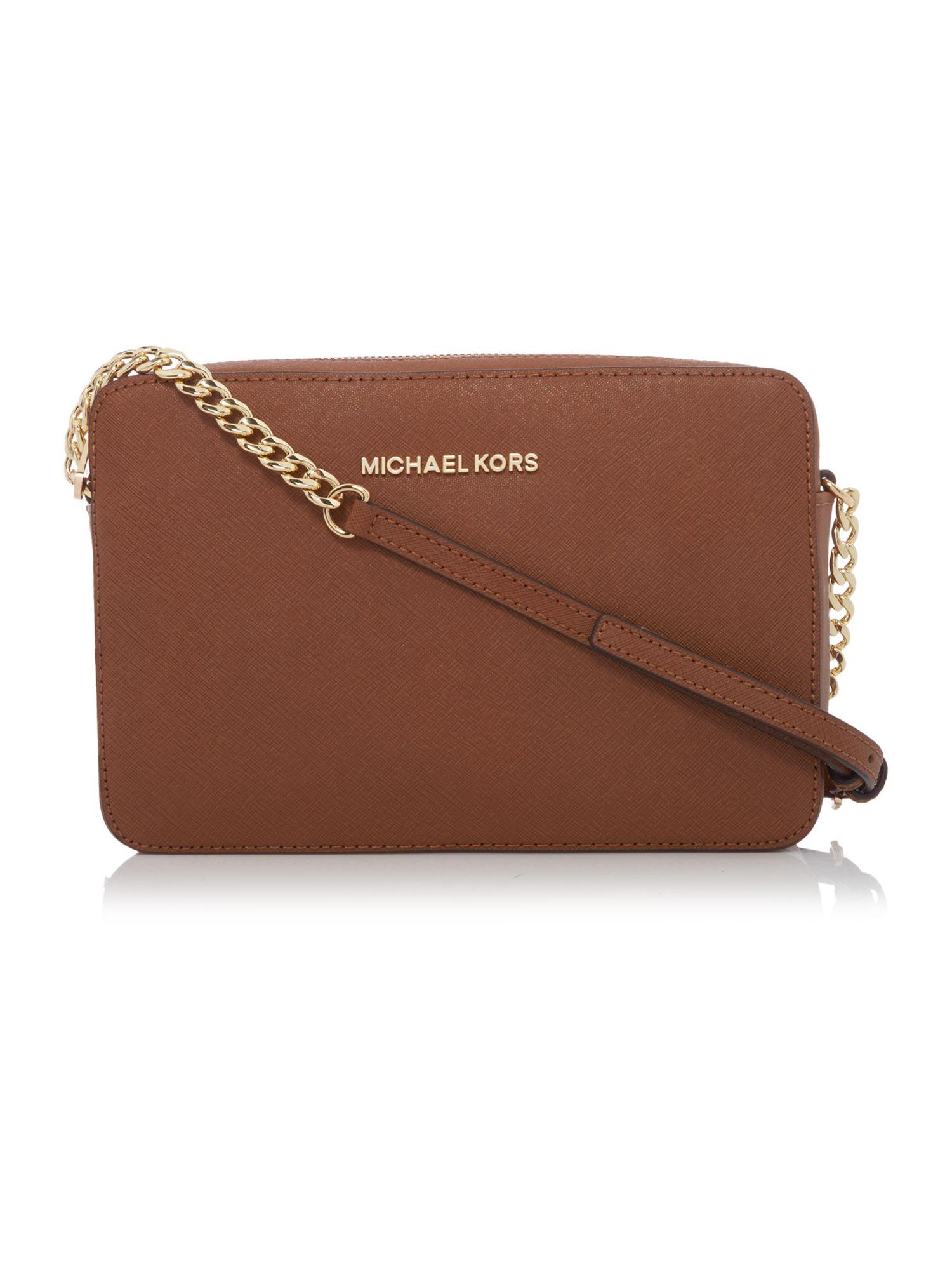 Michael kors Jet Set Travel Small Tan Cross Body Bag in Brown | Lyst