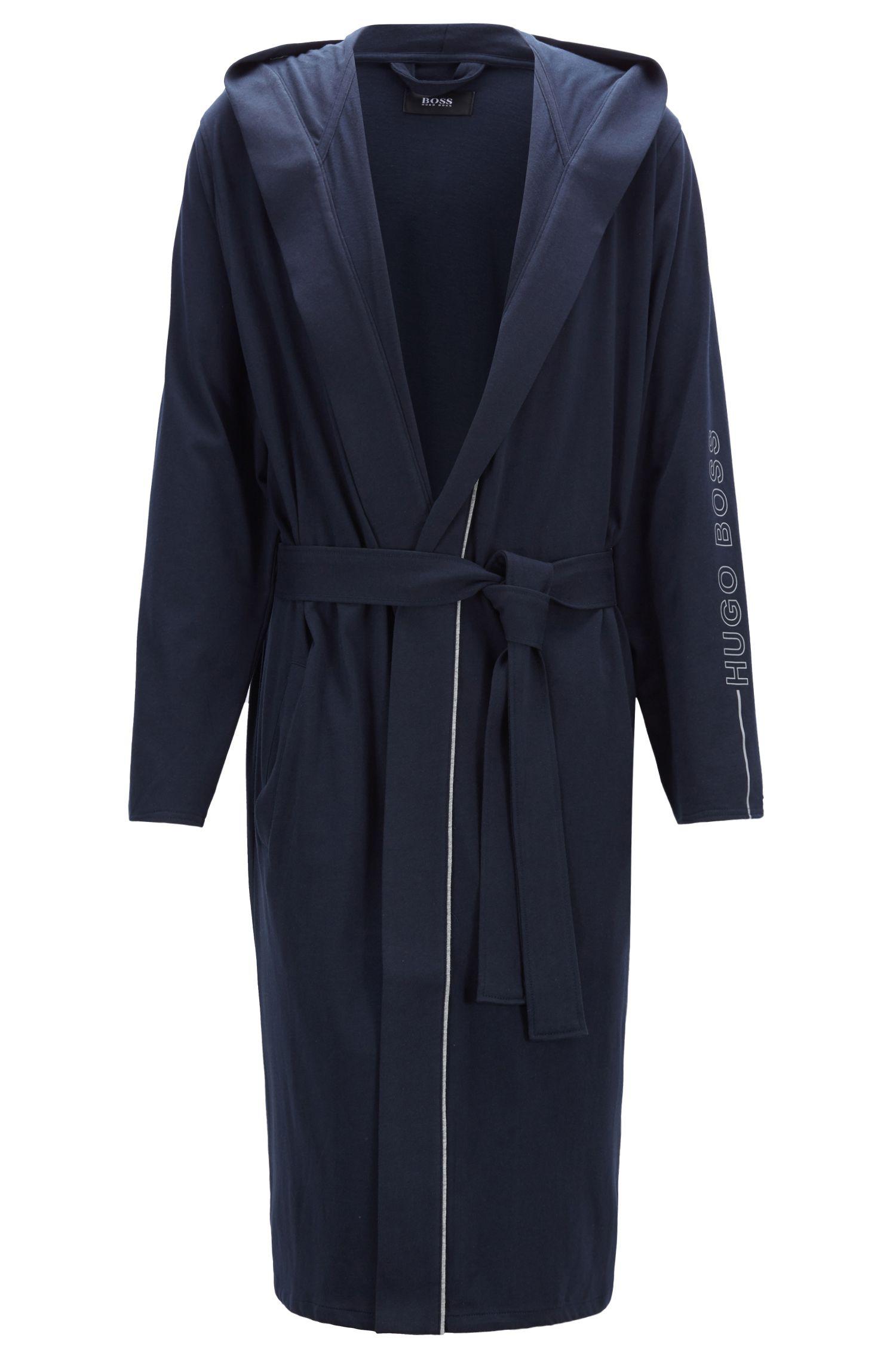 Lyst Boss Hooded Dressing Gown In Heavyweight Jersey With Contrast Piping in Blue