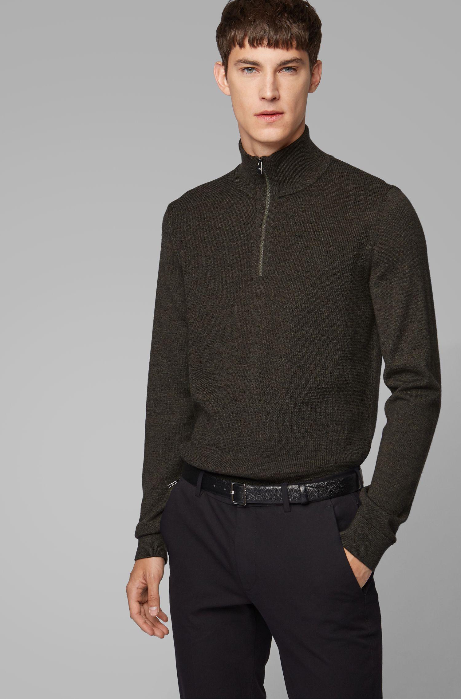 BOSS Regular-fit Sweater In Virgin Wool With Zipper Neck for Men - Lyst