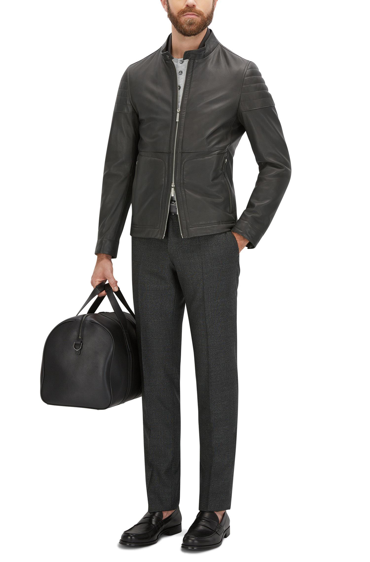 Boss Nappa Leather Moto Jacket Slim Fit Gavus In Gray For Men Lyst Gallery