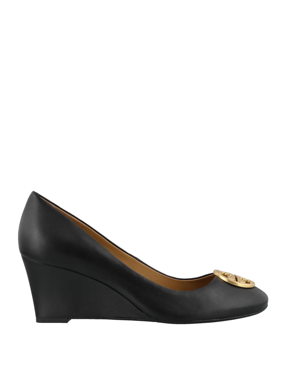 Tory Burch Chelsea Leather Wedge Pumps in Black - Lyst