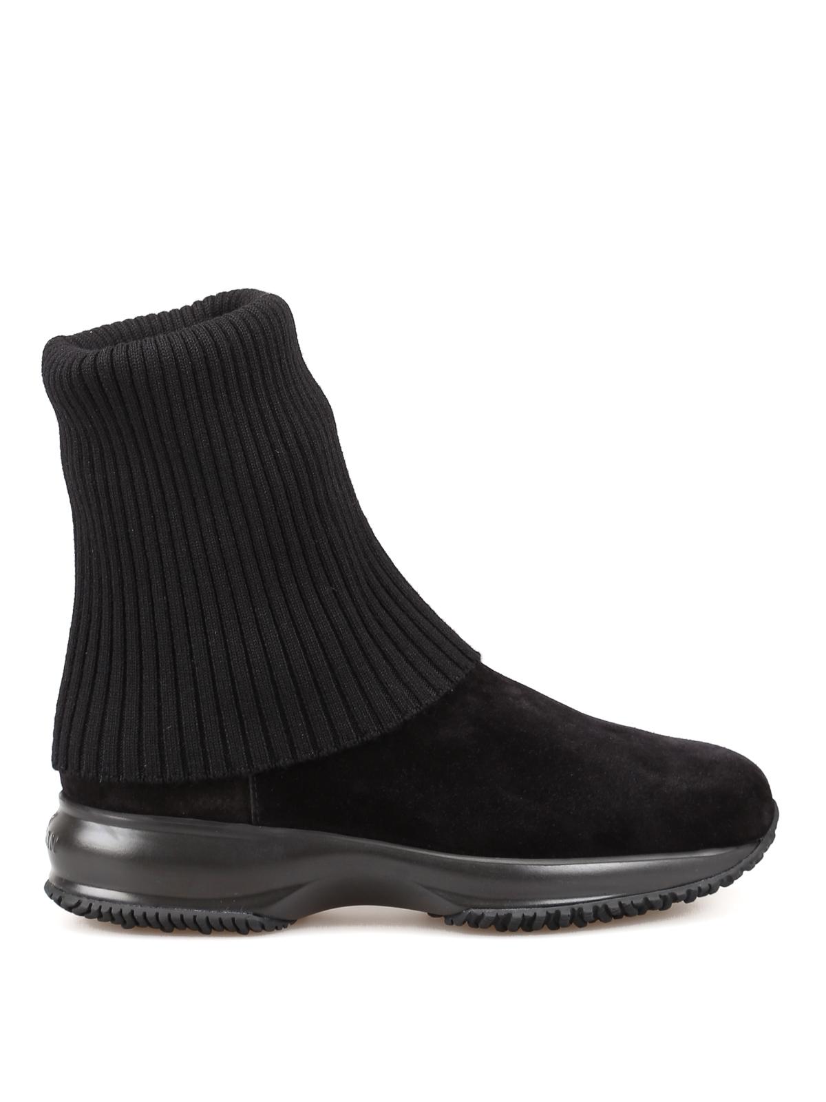 Hogan Interactive Suede And Wool Ankle Boots in Black - Lyst