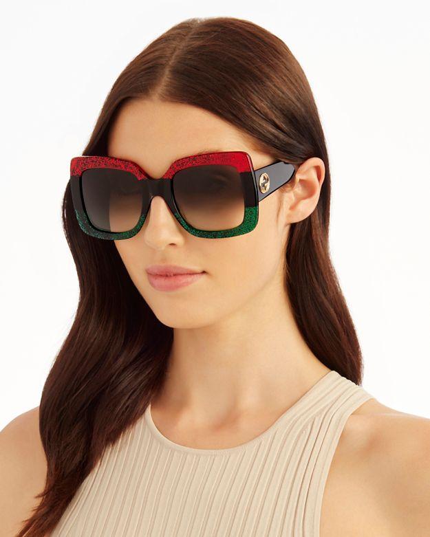 Gucci Oversized Square Glitter Sunglasses Lyst 