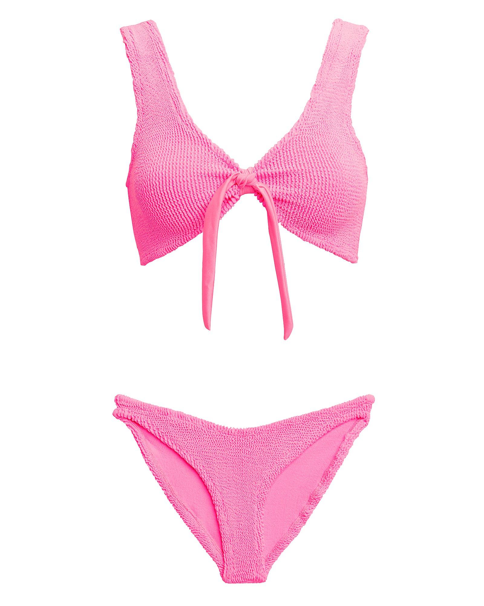 Hunza G Angela Tie Front Bubblegum Bikini in Pink - Lyst