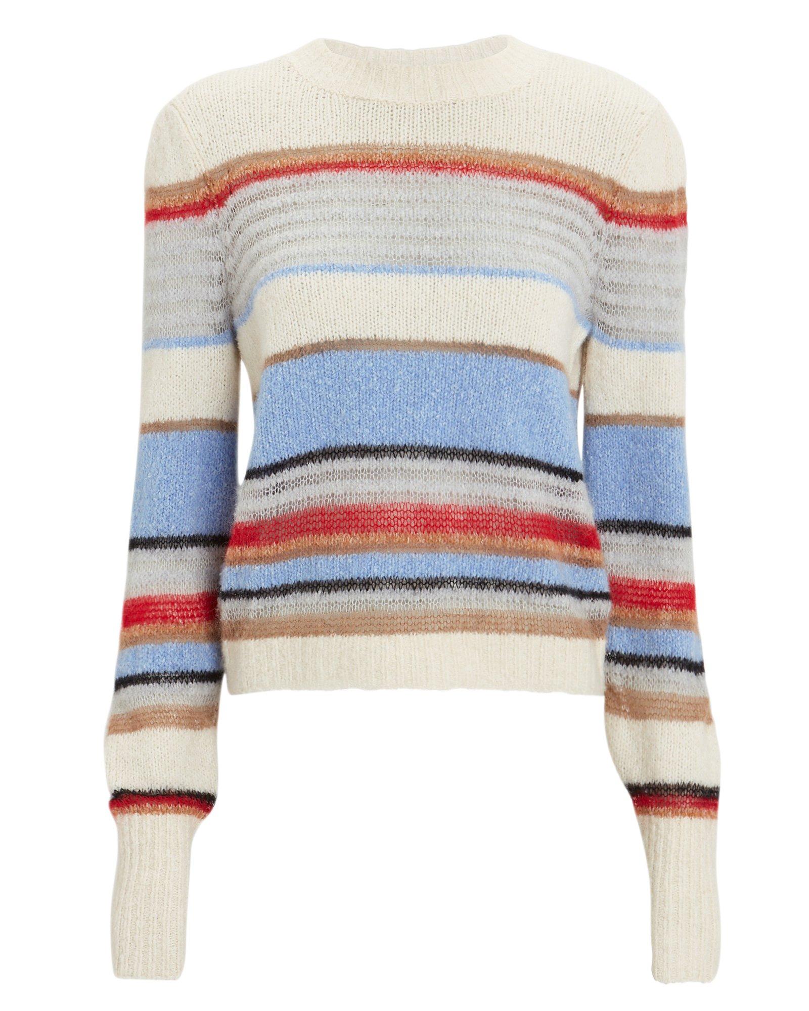 Veronica Beard Meredith Striped Crew Sweater Ivory/blue/red Stripe L in ...
