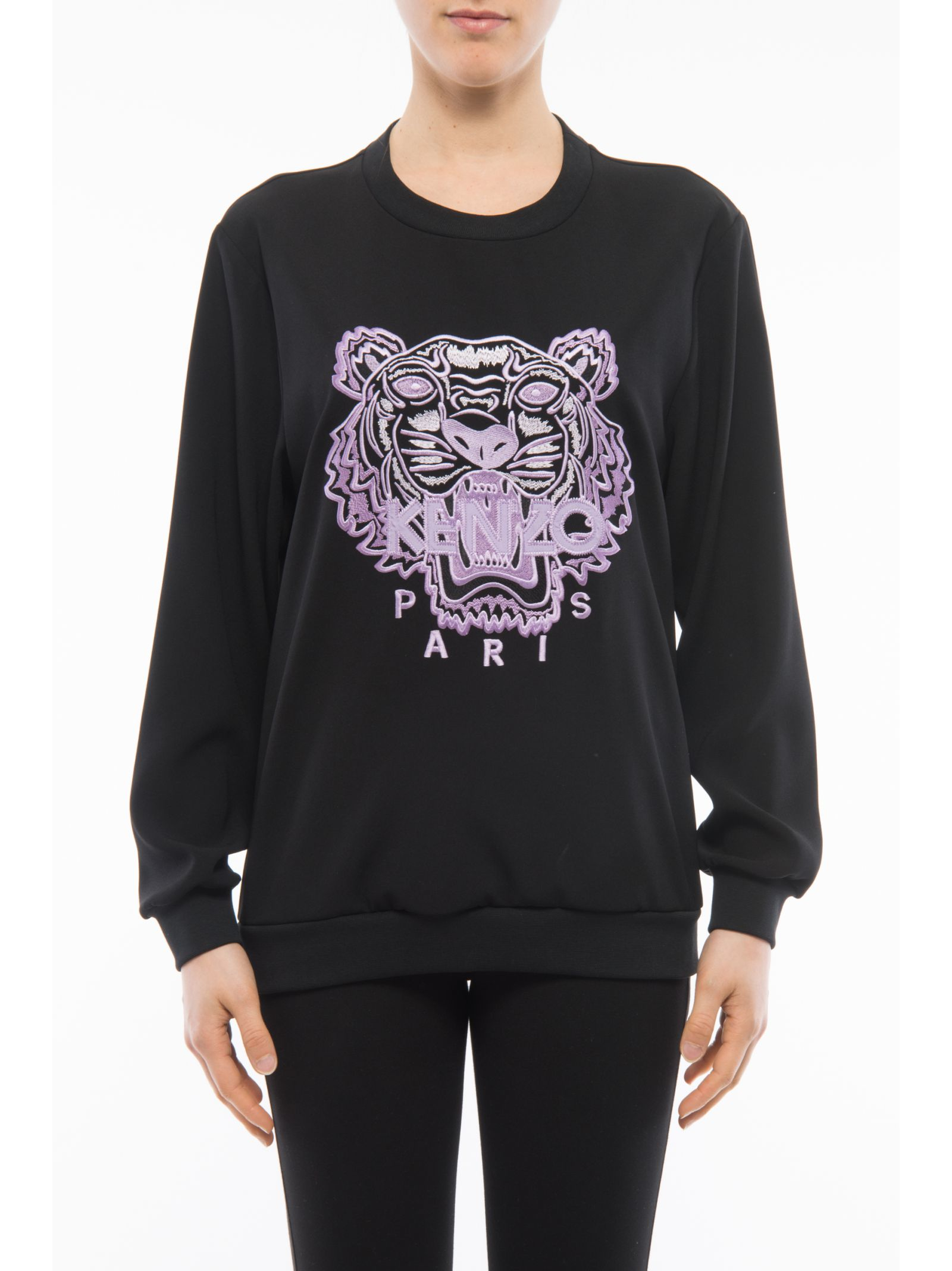 Kenzo Black Woven Tiger Face Sweatshirt in Black | Lyst