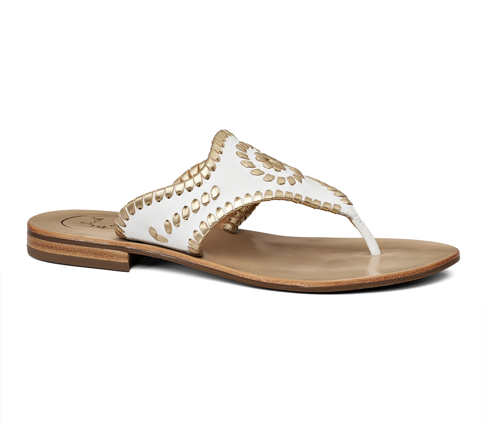 jack rogers white and gold sandals