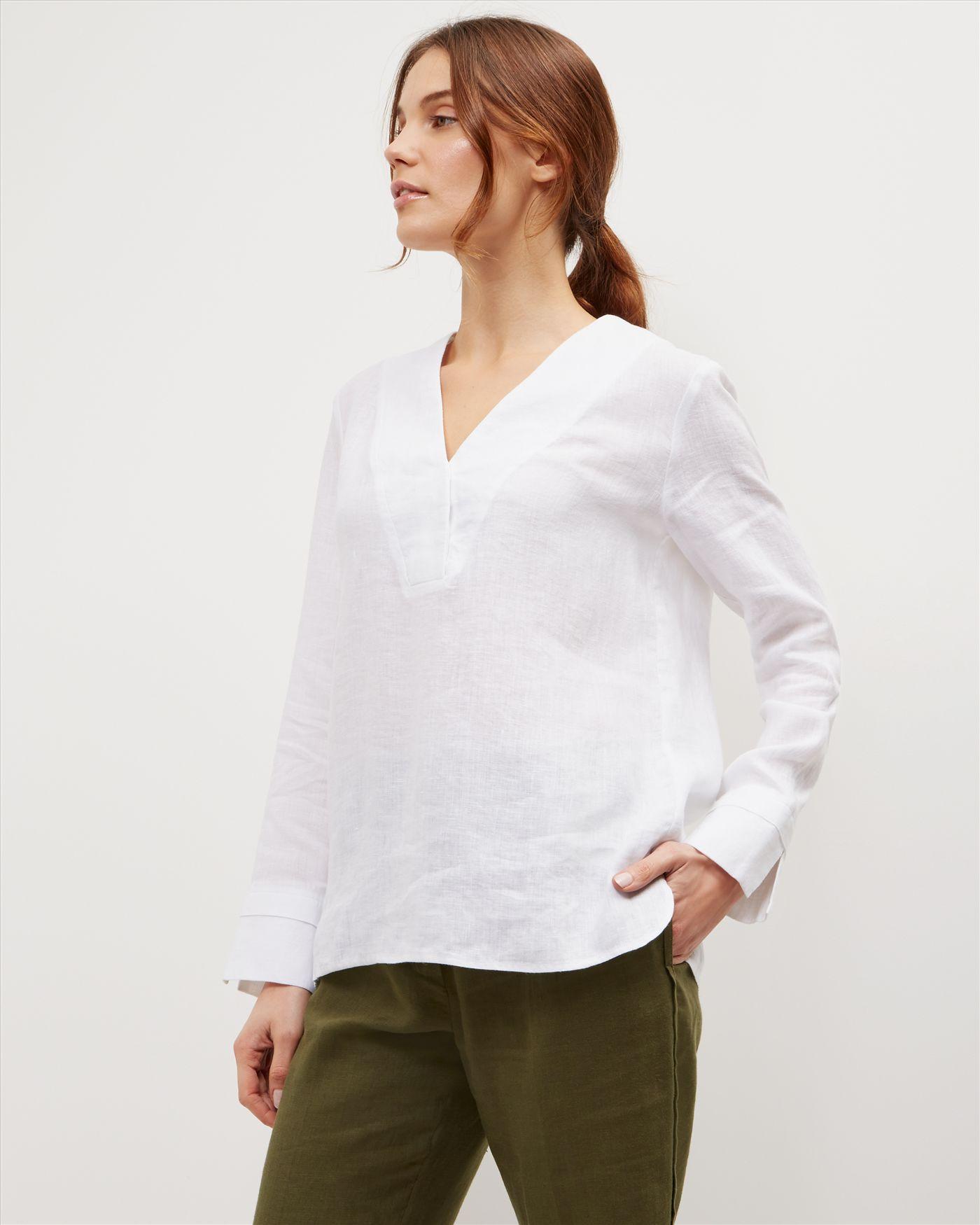 Jaeger Linen Tunic Top in White | Lyst