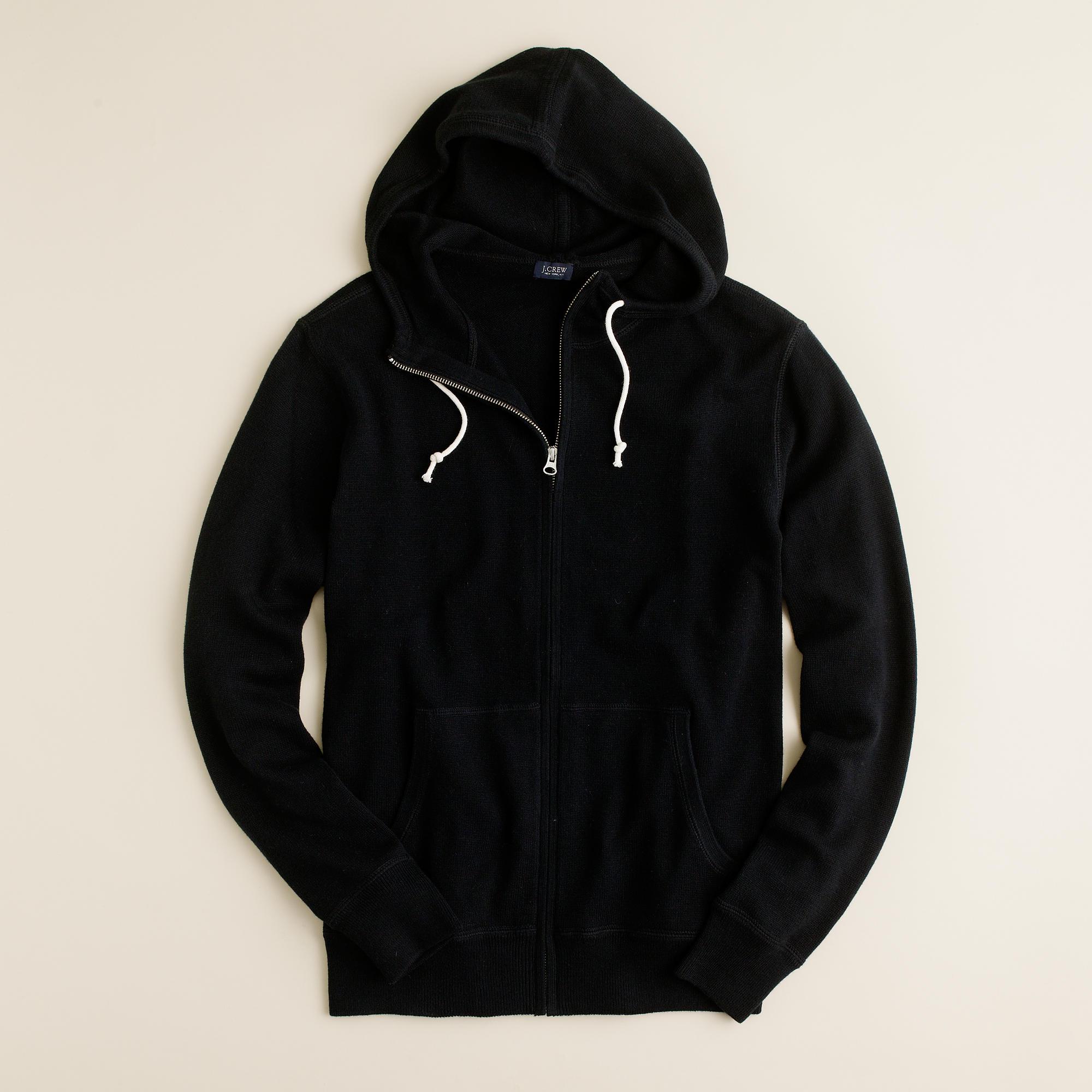 black cashmere zip up hoodie