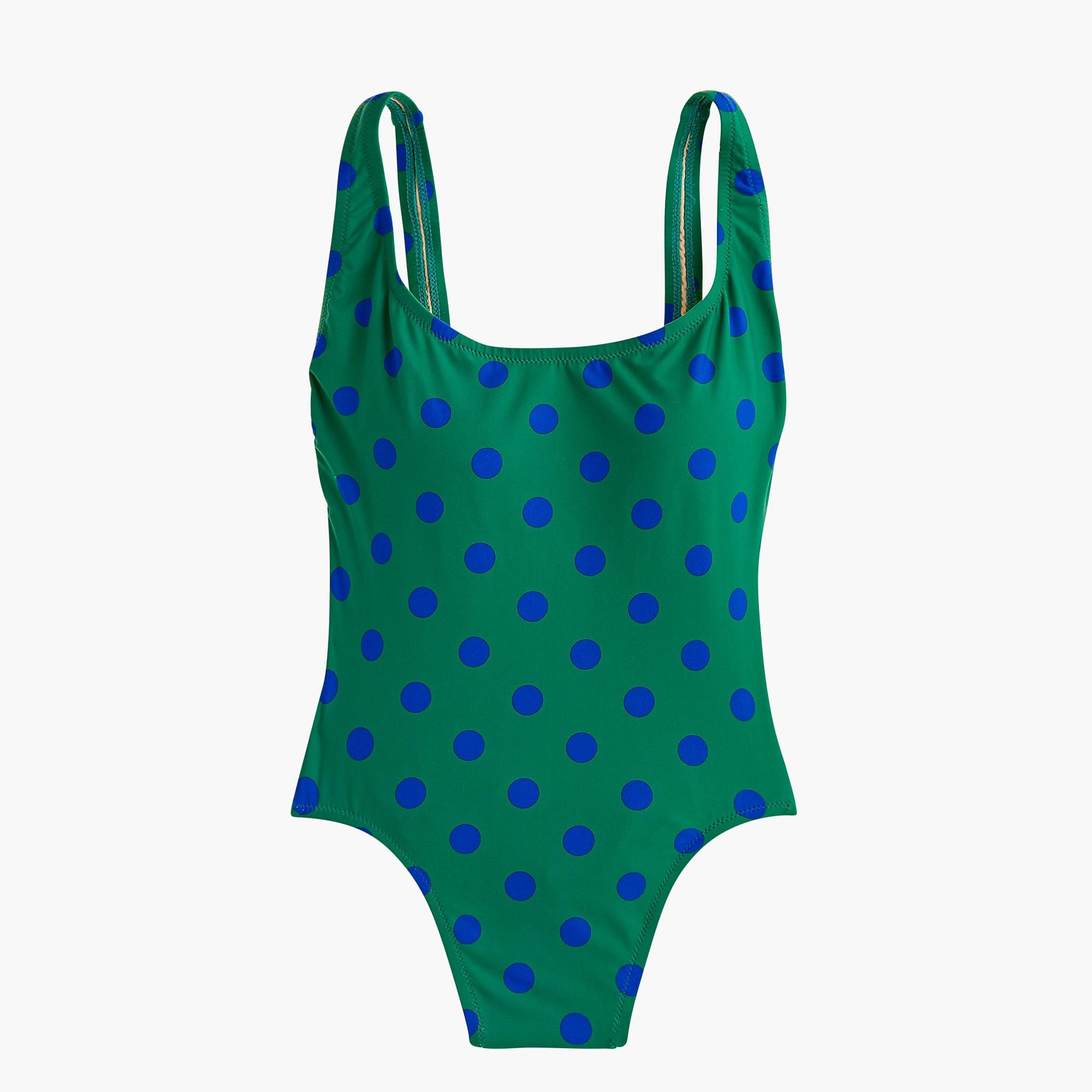 J.Crew Synthetic Plunging Scoopback Onepiece Swimsuit In Polka Dot in Blue Lyst