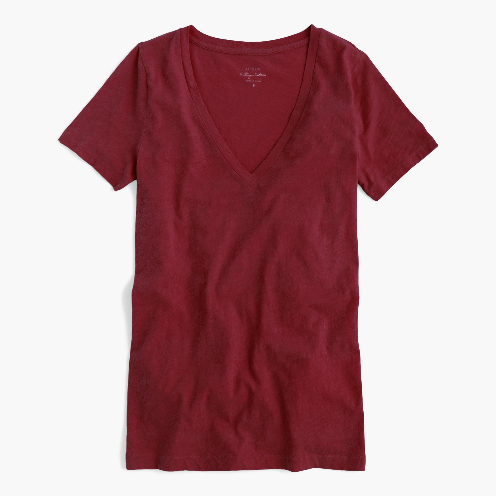 Lyst J.Crew Vintage Cotton Vneck Tshirt in Red