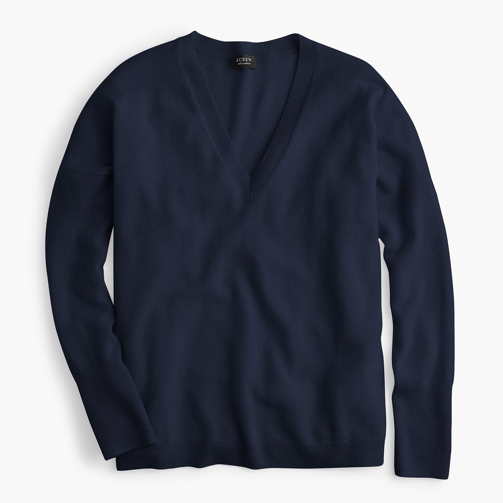 J.Crew Vneck Boyfriend Cashmere Sweater in Navy (Blue) Save 36 Lyst