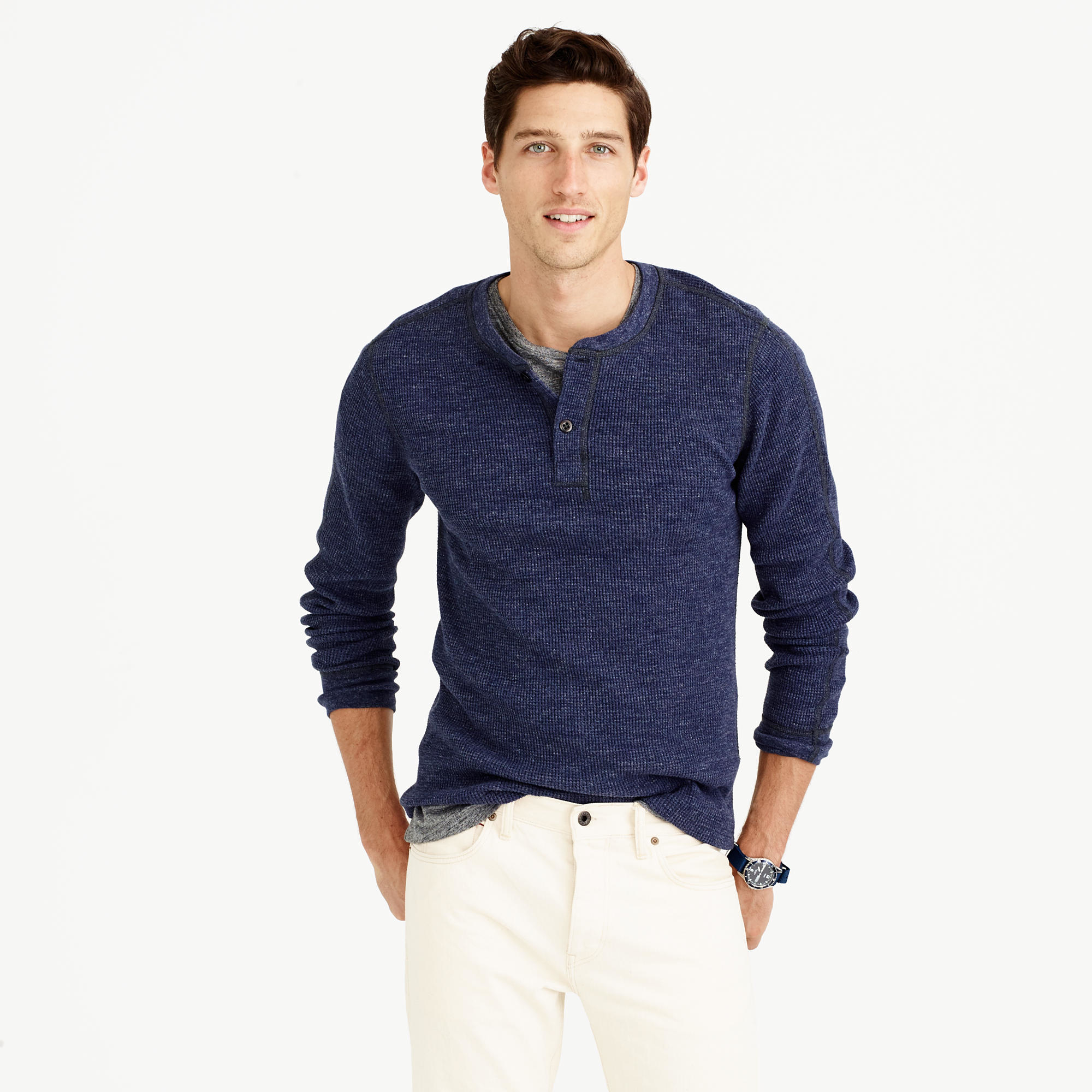 J.crew Tall Wallace & Barnes Thermal Henley in Blue for Men | Lyst