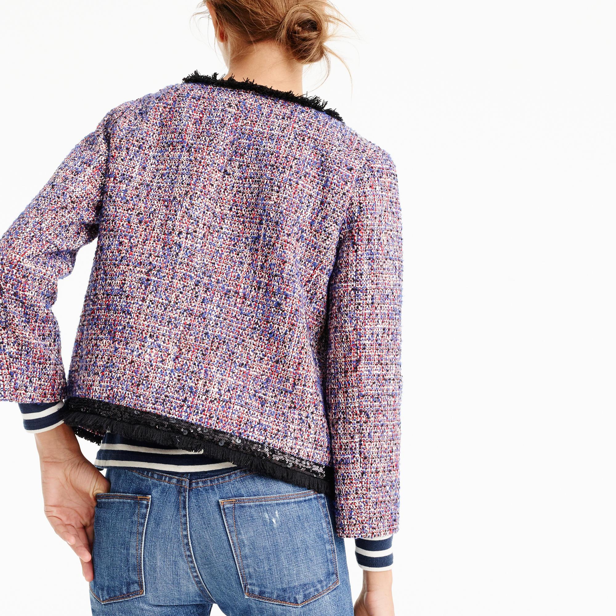 J.crew Tweed Lady Jacket With Sparkly Trim in Blue Lyst