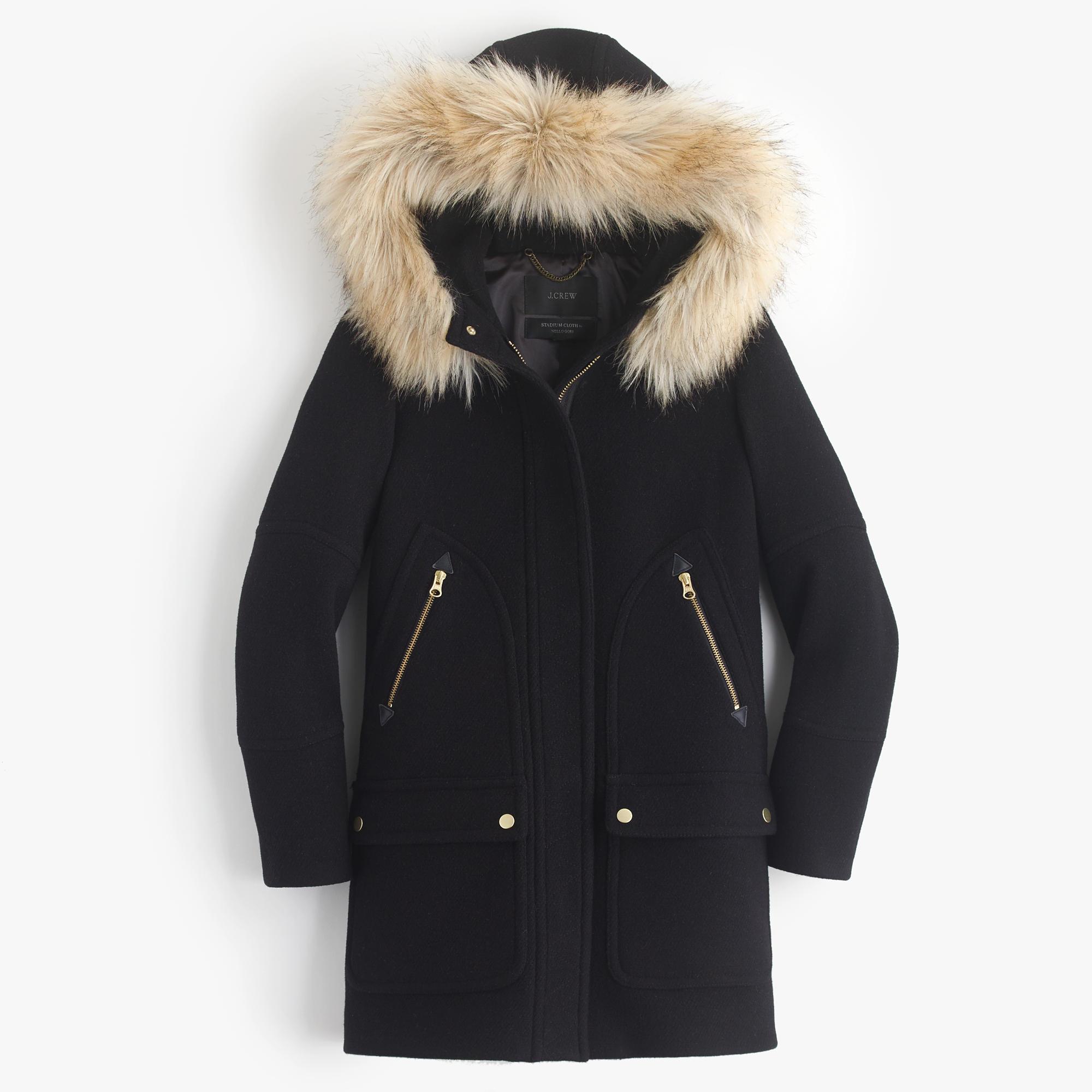 J.crew Petite Chateau Parka In Stadium-cloth in Black | Lyst