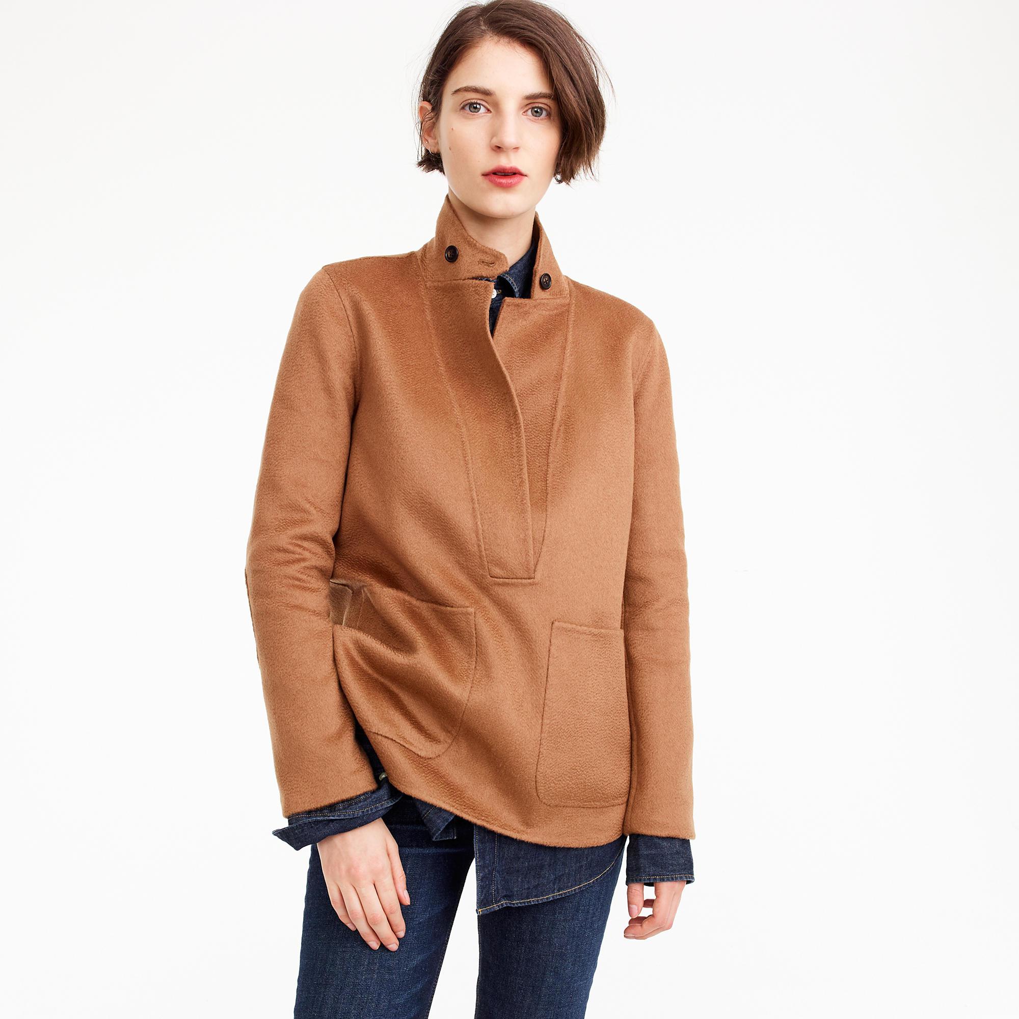 Lyst J.Crew Funnel Neck Popover Jacket In Doublefaced Cashmere in Brown